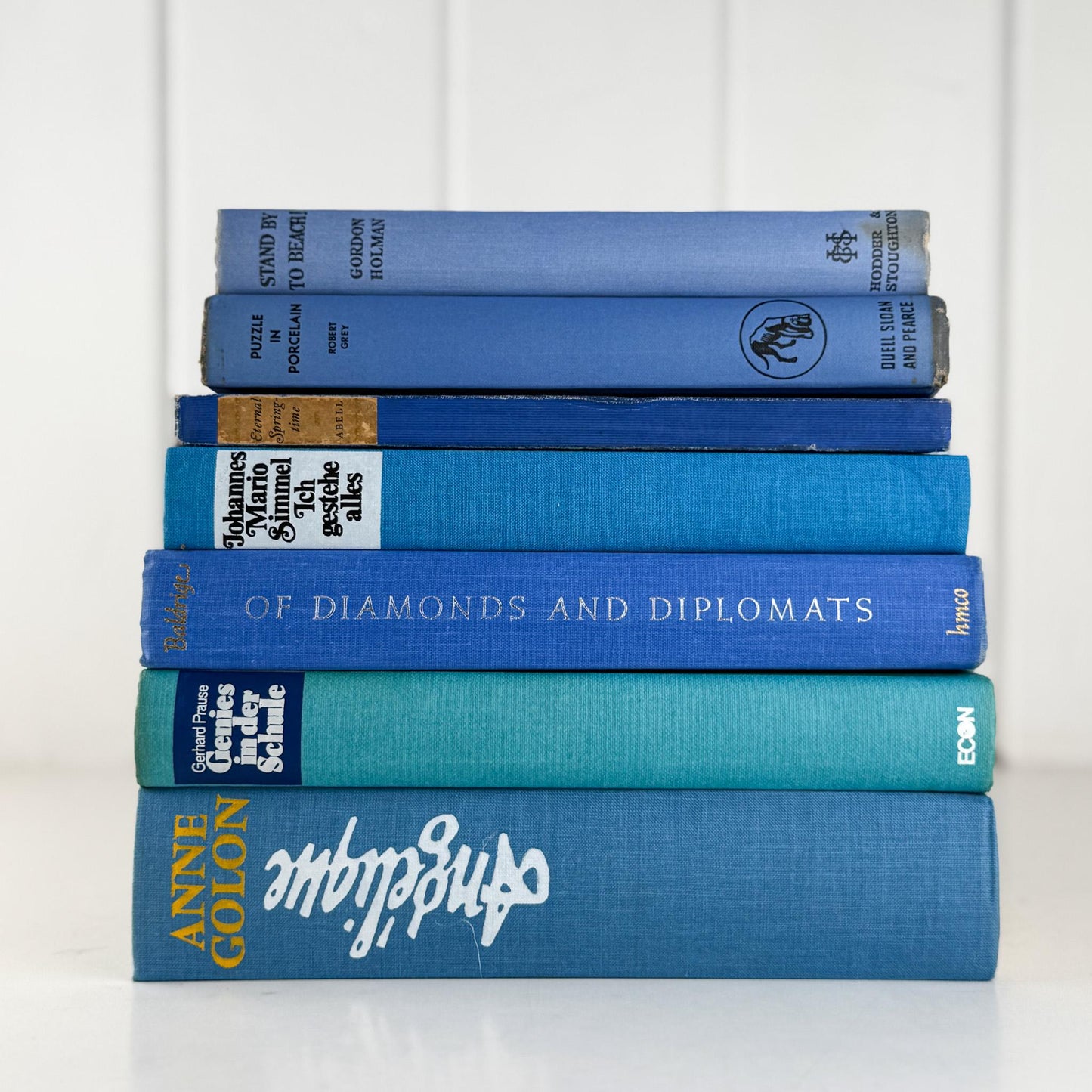 Vintage Blue Bright Book Bundle in Turquoise, Teal, and Navy - Pretty Old Books