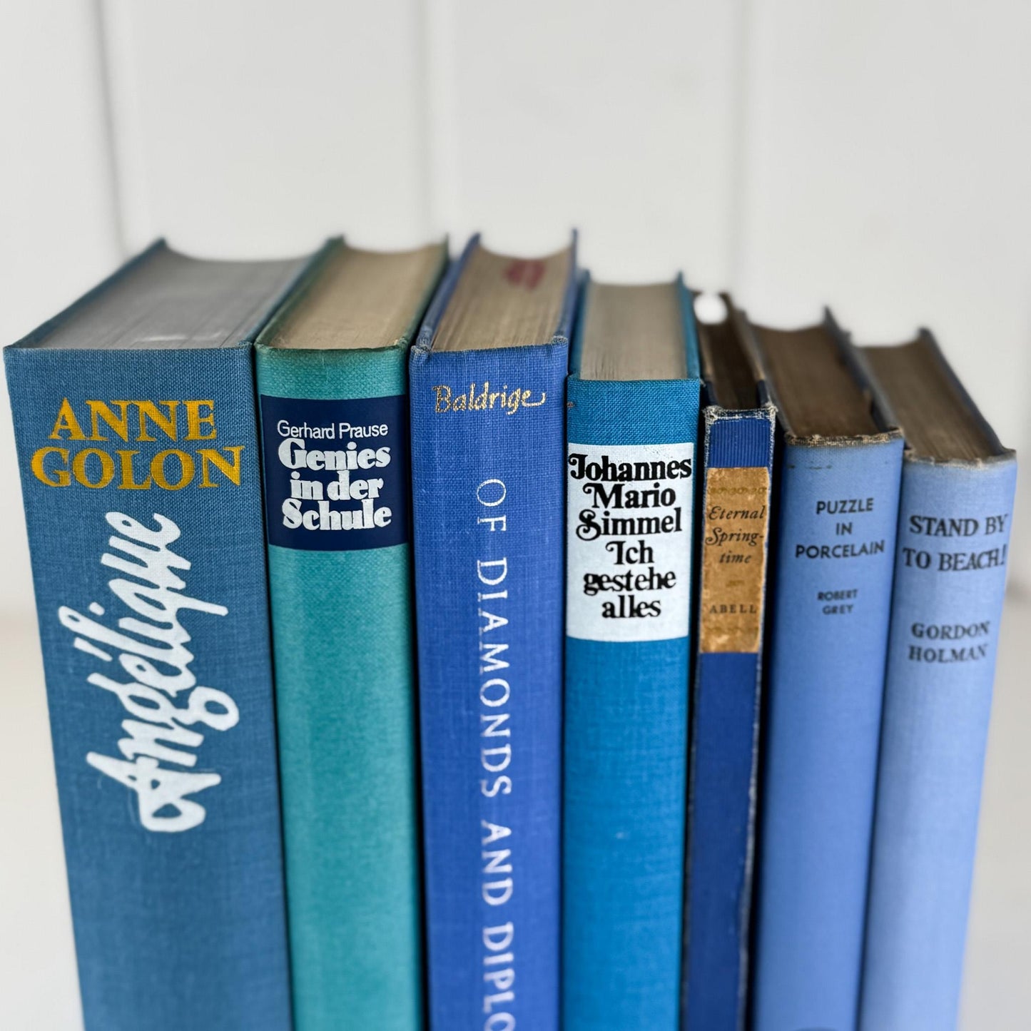 Vintage Blue Bright Book Bundle in Turquoise, Teal, and Navy - Pretty Old Books