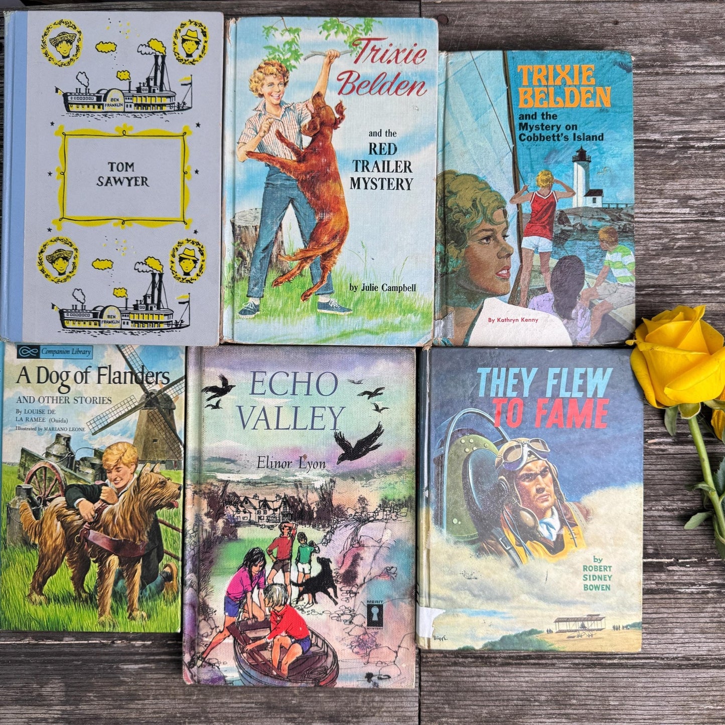 Vintage Children’s Book Set in Blue and Lilac - Pretty Old Books