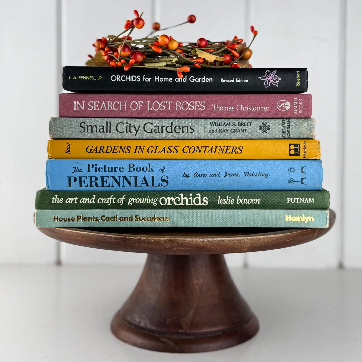 Vintage Gardening Botanical Floral Books in Fun Colors For Gardeners and Decor - Pretty Old Books