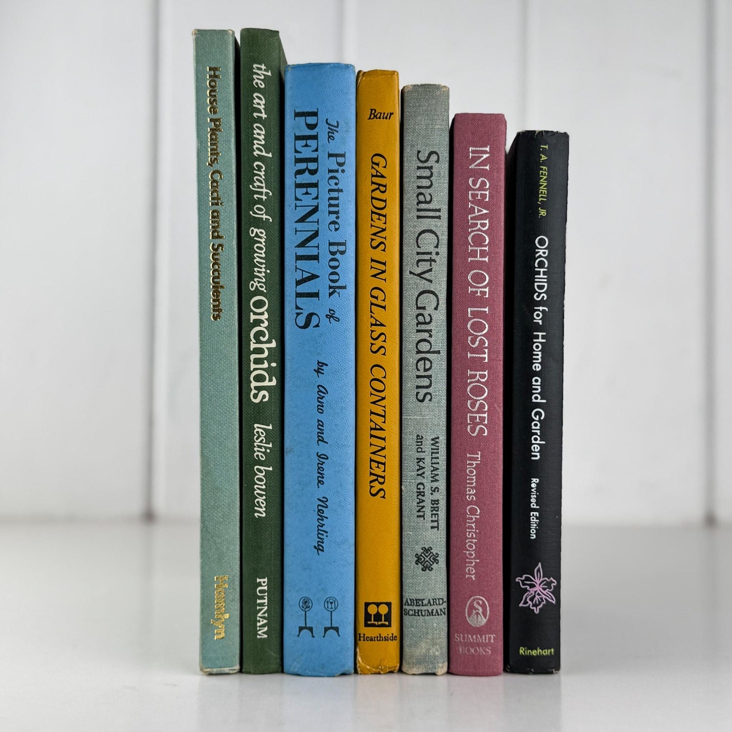 Vintage Gardening Botanical Floral Books in Fun Colors For Gardeners and Decor - Pretty Old Books