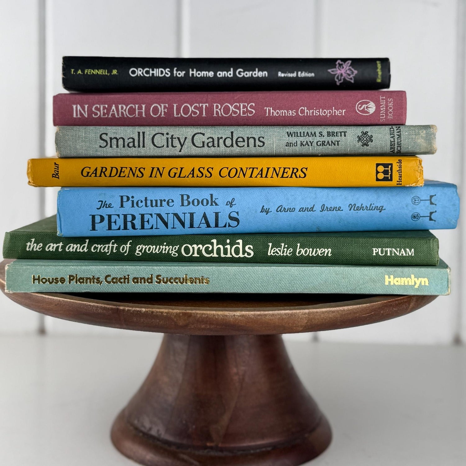 Vintage Gardening Botanical Floral Books in Fun Colors For Gardeners and Decor - Pretty Old Books