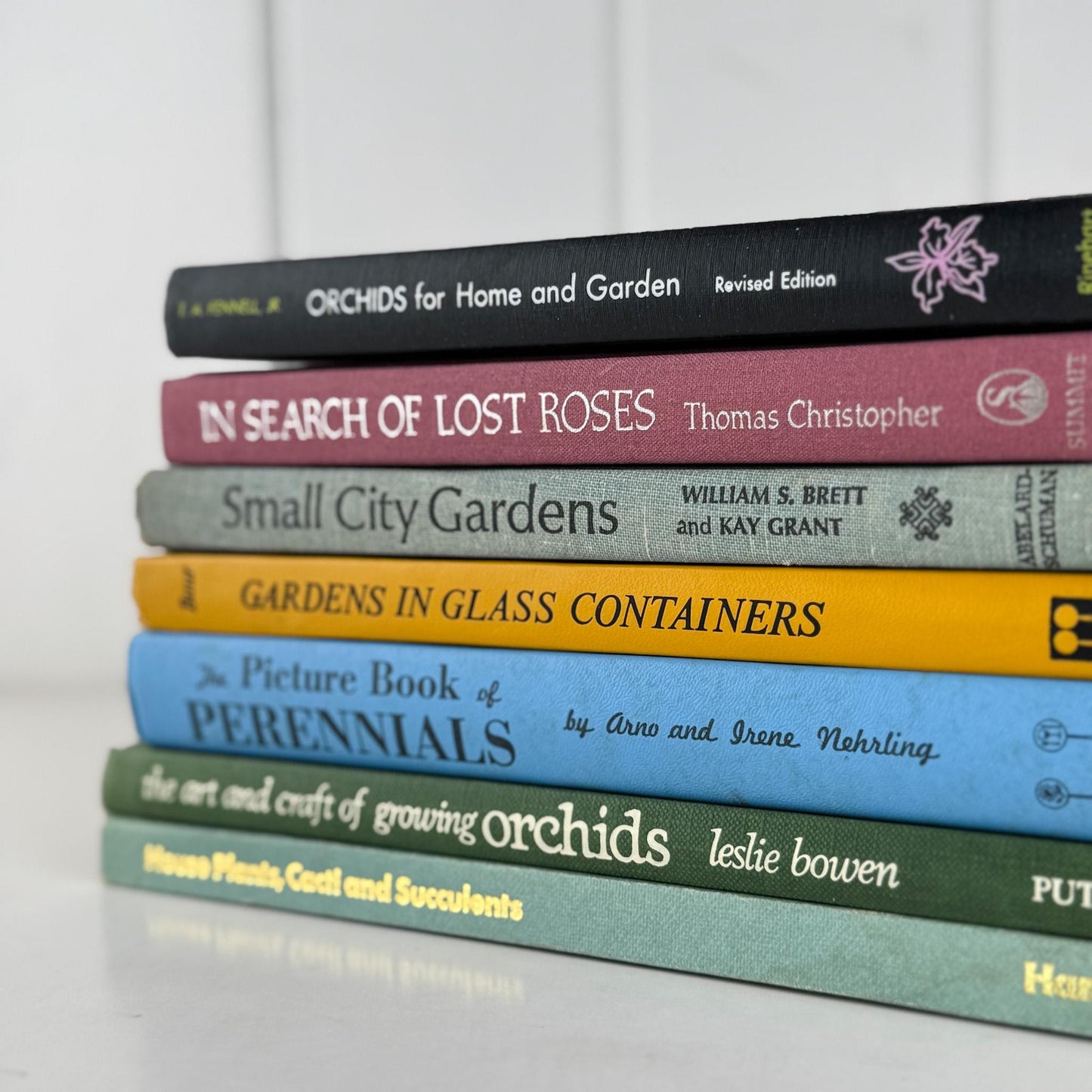 Vintage Gardening Botanical Floral Books in Fun Colors For Gardeners and Decor - Pretty Old Books