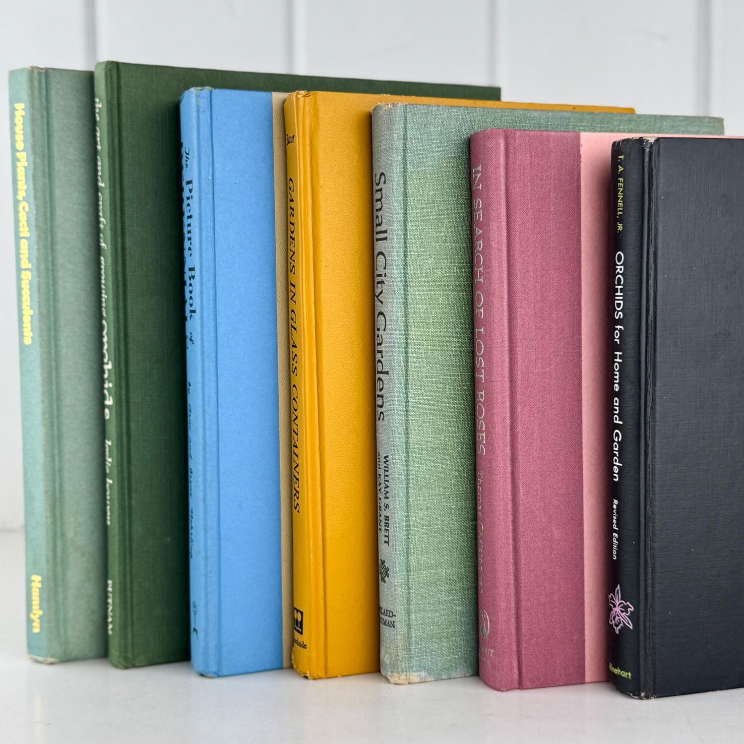 Vintage Gardening Botanical Floral Books in Fun Colors For Gardeners and Decor - Pretty Old Books