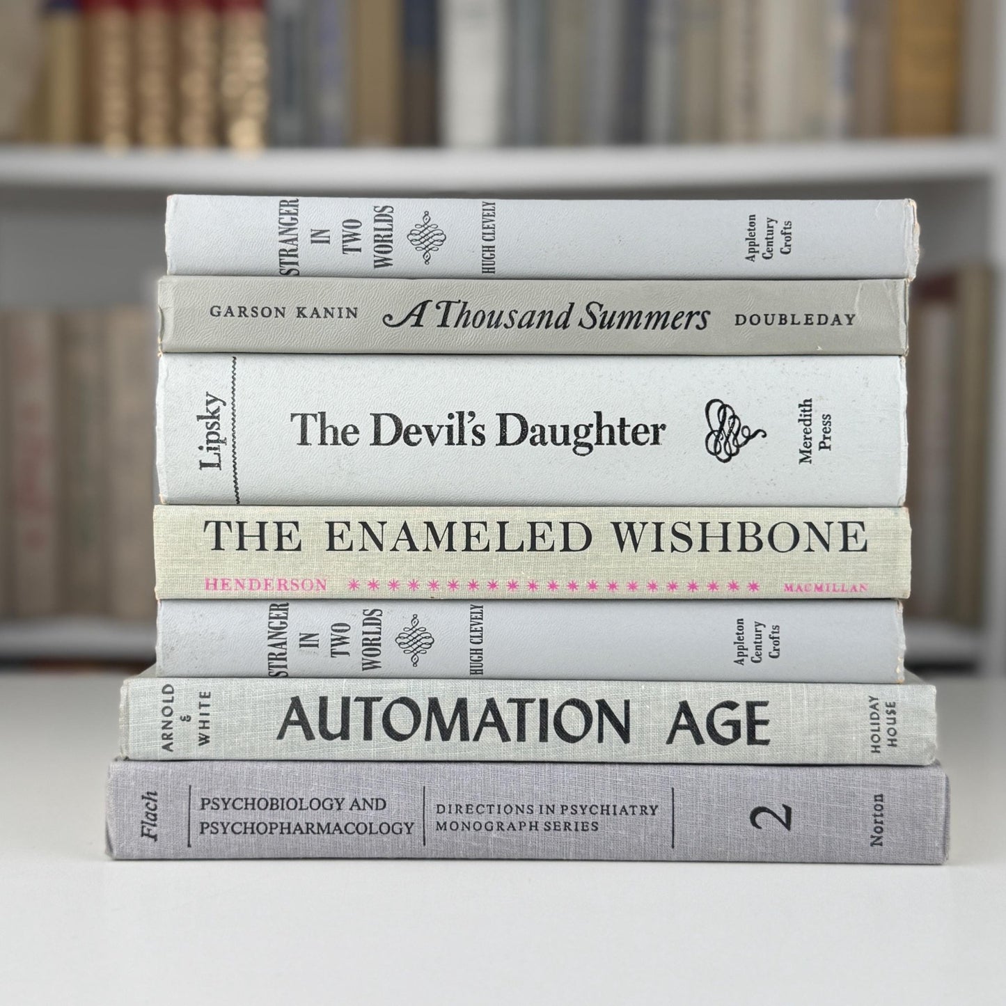 Vintage Gray and Black Book Set, Mid - Century Modern Books For Shelf Styling - Pretty Old Books