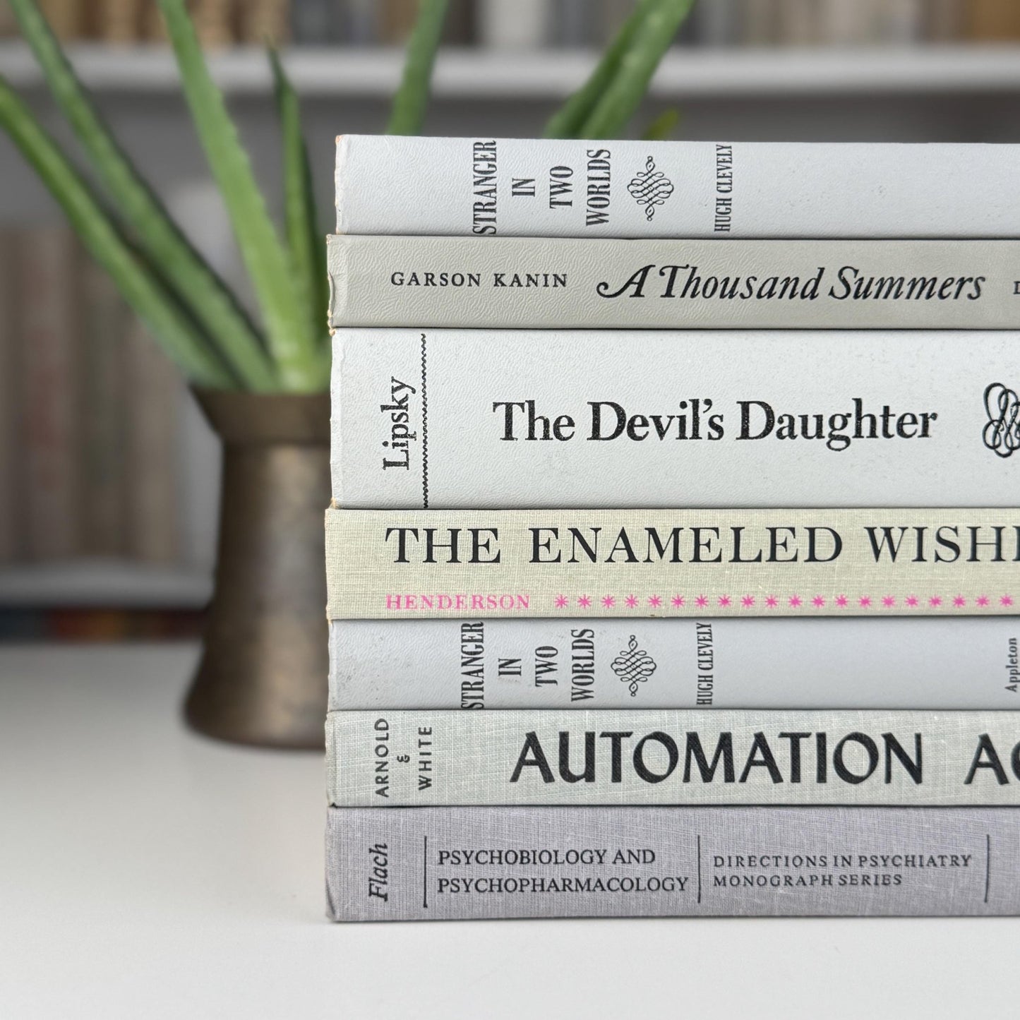 Vintage Gray and Black Book Set, Mid - Century Modern Books For Shelf Styling - Pretty Old Books