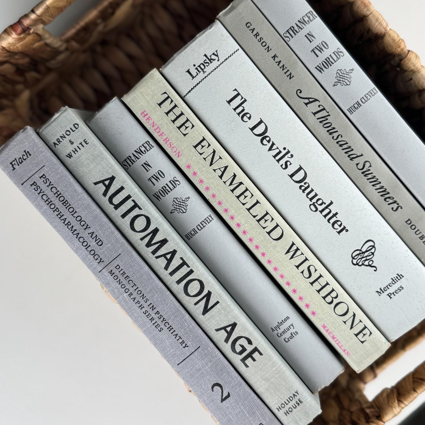 Vintage Gray and Black Book Set, Mid - Century Modern Books For Shelf Styling - Pretty Old Books