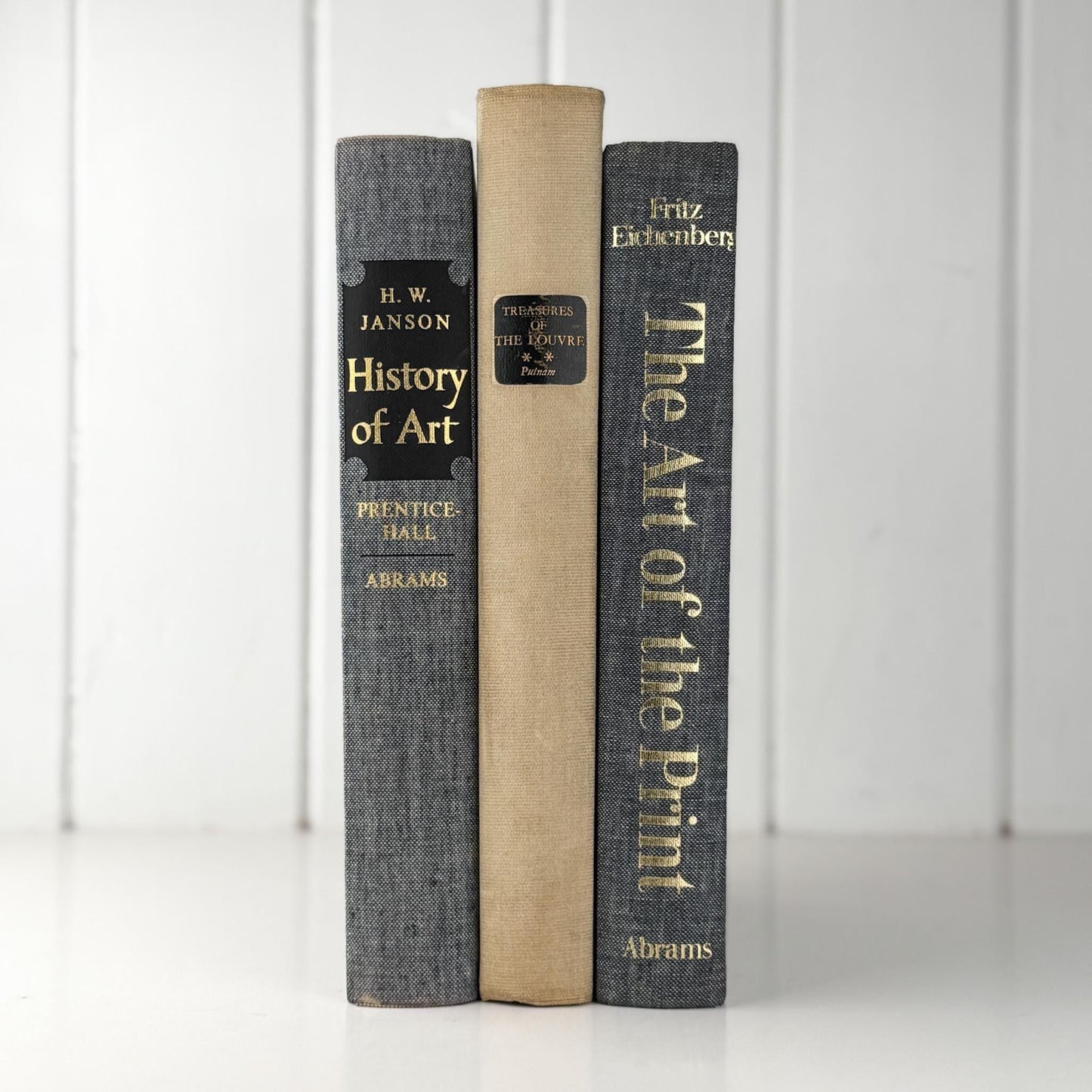 Vintage Gray and Cream Oversized Fine Art Book Bundle - Pretty Old Books