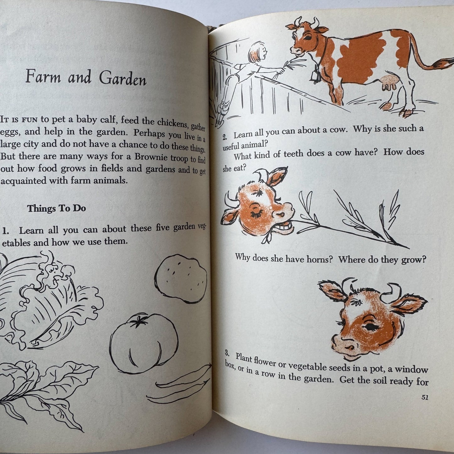 Vintage Mid Century Brownie Scout Handbook, 1957, Girl Scout Guide Hardcover - Pretty Old Books