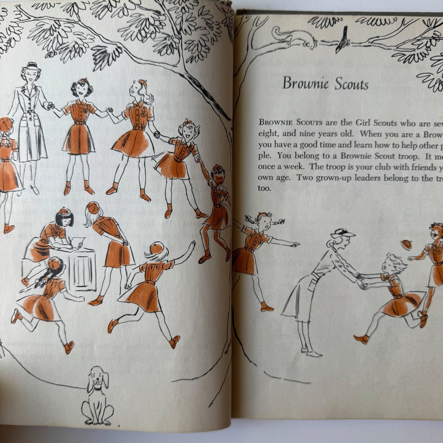 Vintage Mid Century Brownie Scout Handbook, 1957, Girl Scout Guide Hardcover - Pretty Old Books