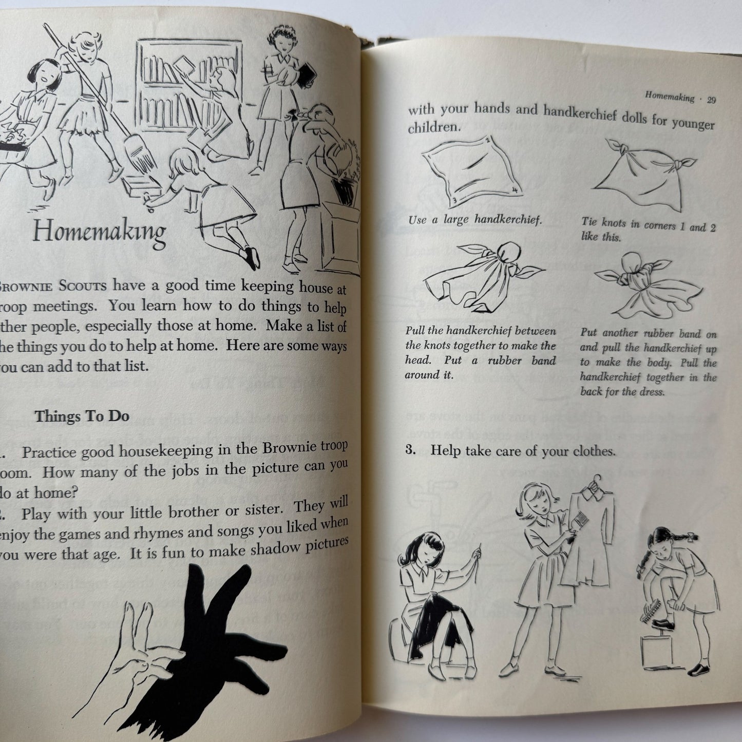 Vintage Mid Century Brownie Scout Handbook, 1957, Girl Scout Guide Hardcover - Pretty Old Books