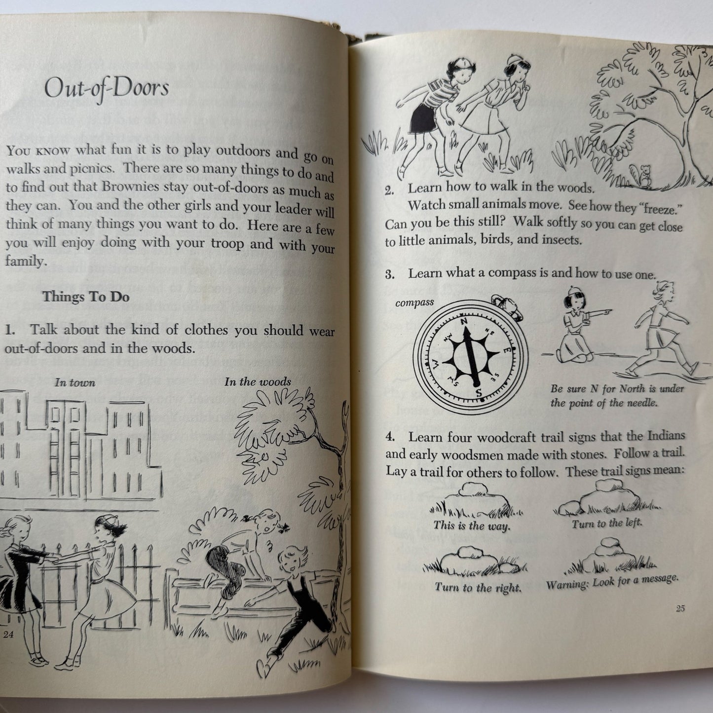 Vintage Mid Century Brownie Scout Handbook, 1957, Girl Scout Guide Hardcover - Pretty Old Books