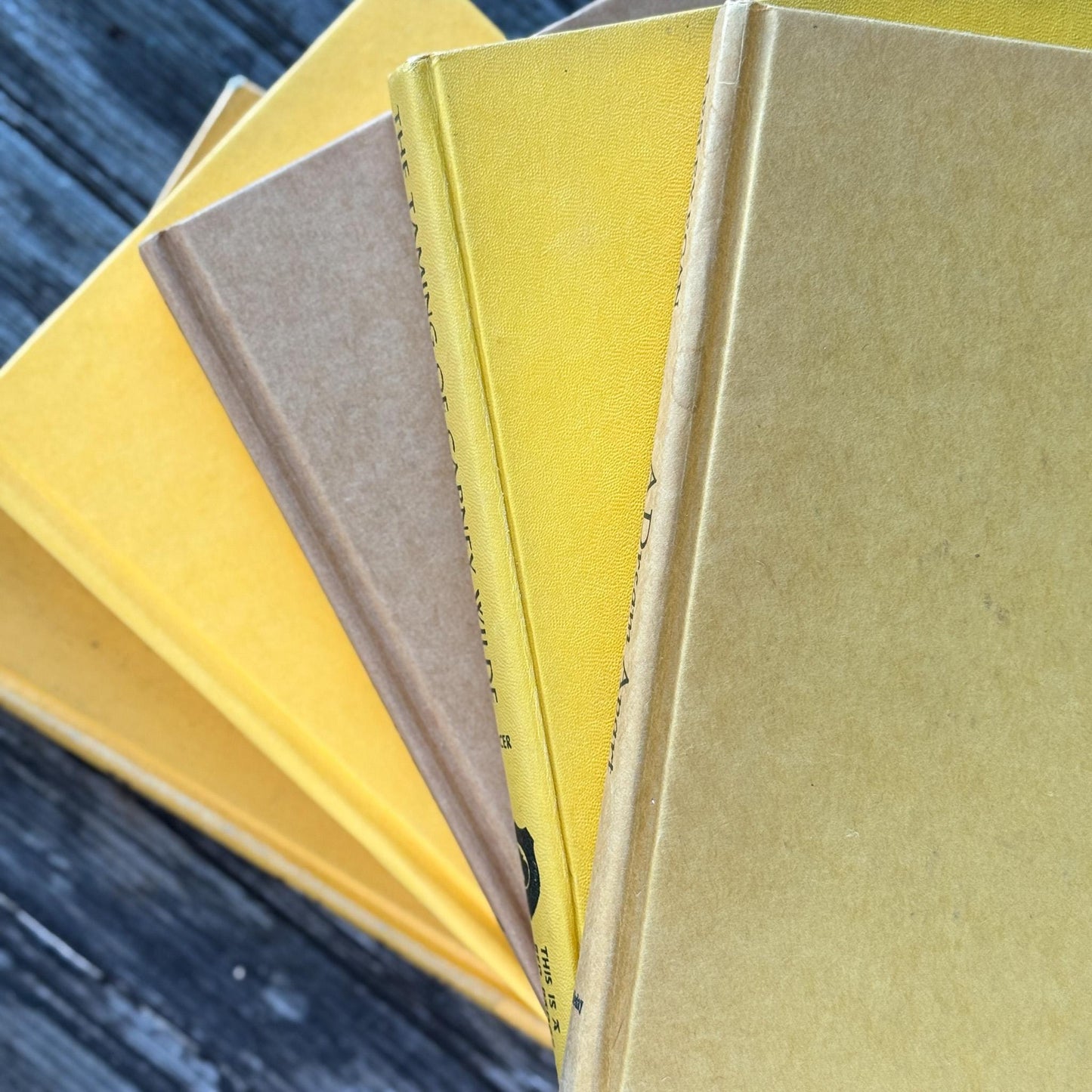 Vintage Mustard Yellow Books for Retro 1960s Shelf Decor - Pretty Old Books