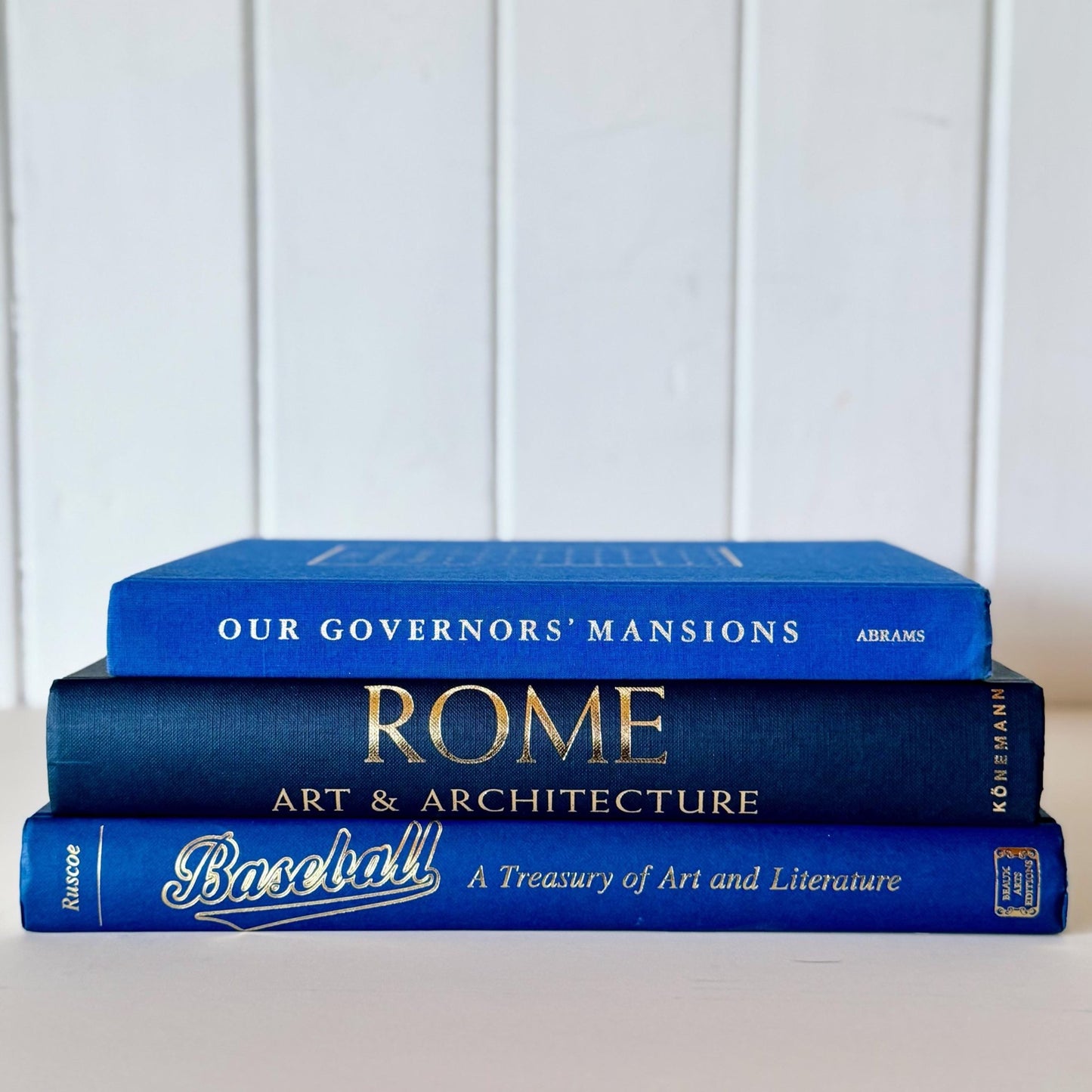Vintage Navy Blue Coffee Table Books For Decor, History and Culture Large Book Set for Bookshelf Styling - Pretty Old Books