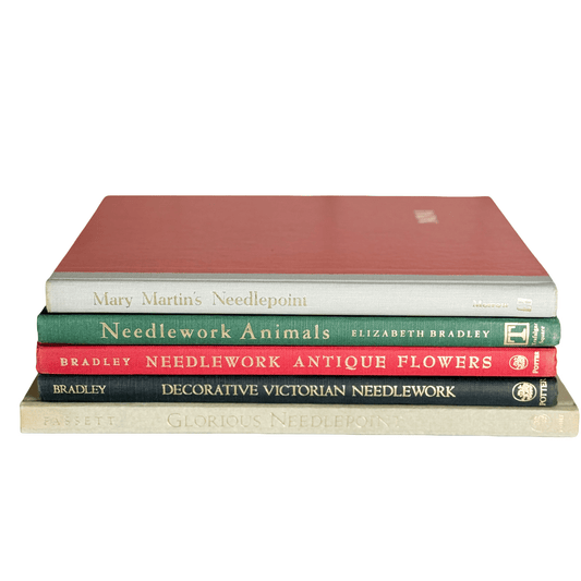 Vintage Needlepoint Coffee Table Book Bundle - Pretty Old Books