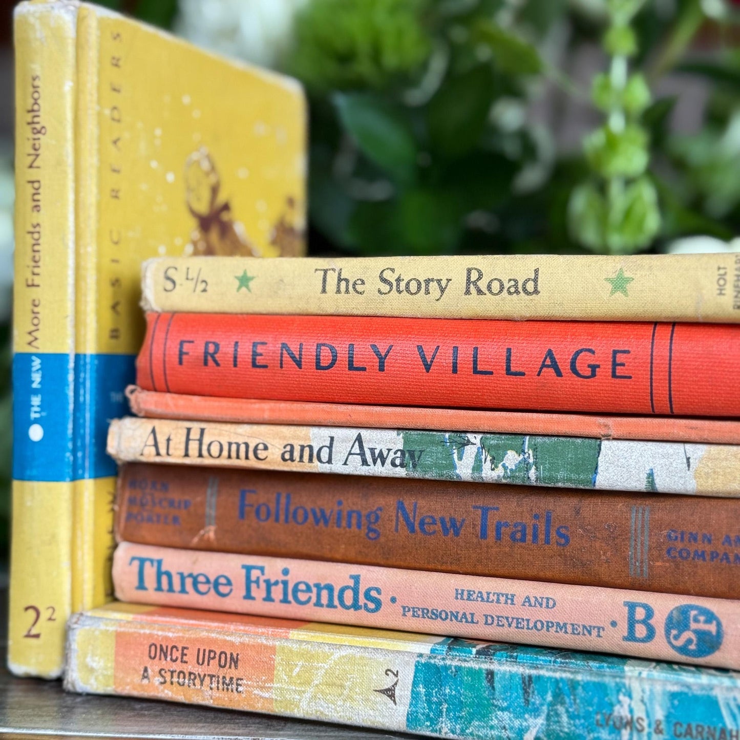 Vintage Orange and Yellow Elementary School Mid Century School Books - Pretty Old Books