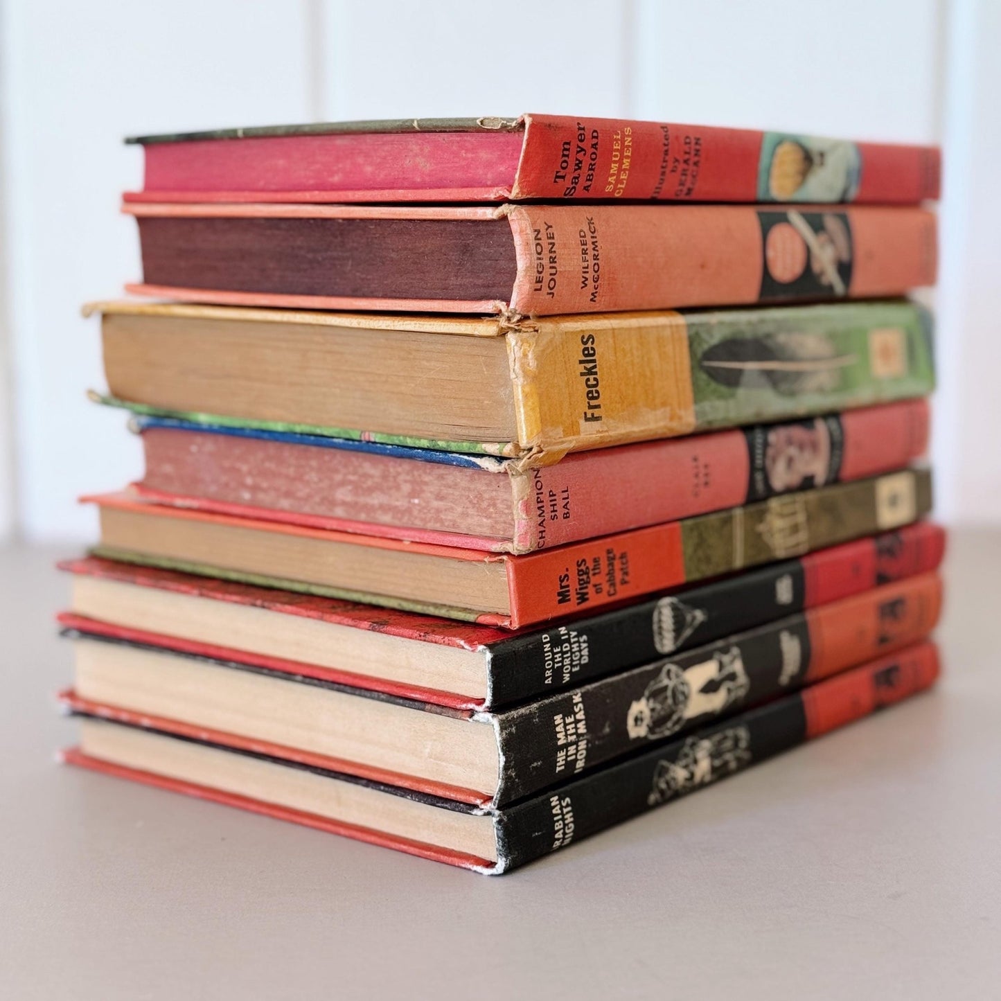 Vintage Pink Yellow Green Red Children's Books, Retro Kids Classic Books By Color - Pretty Old Books