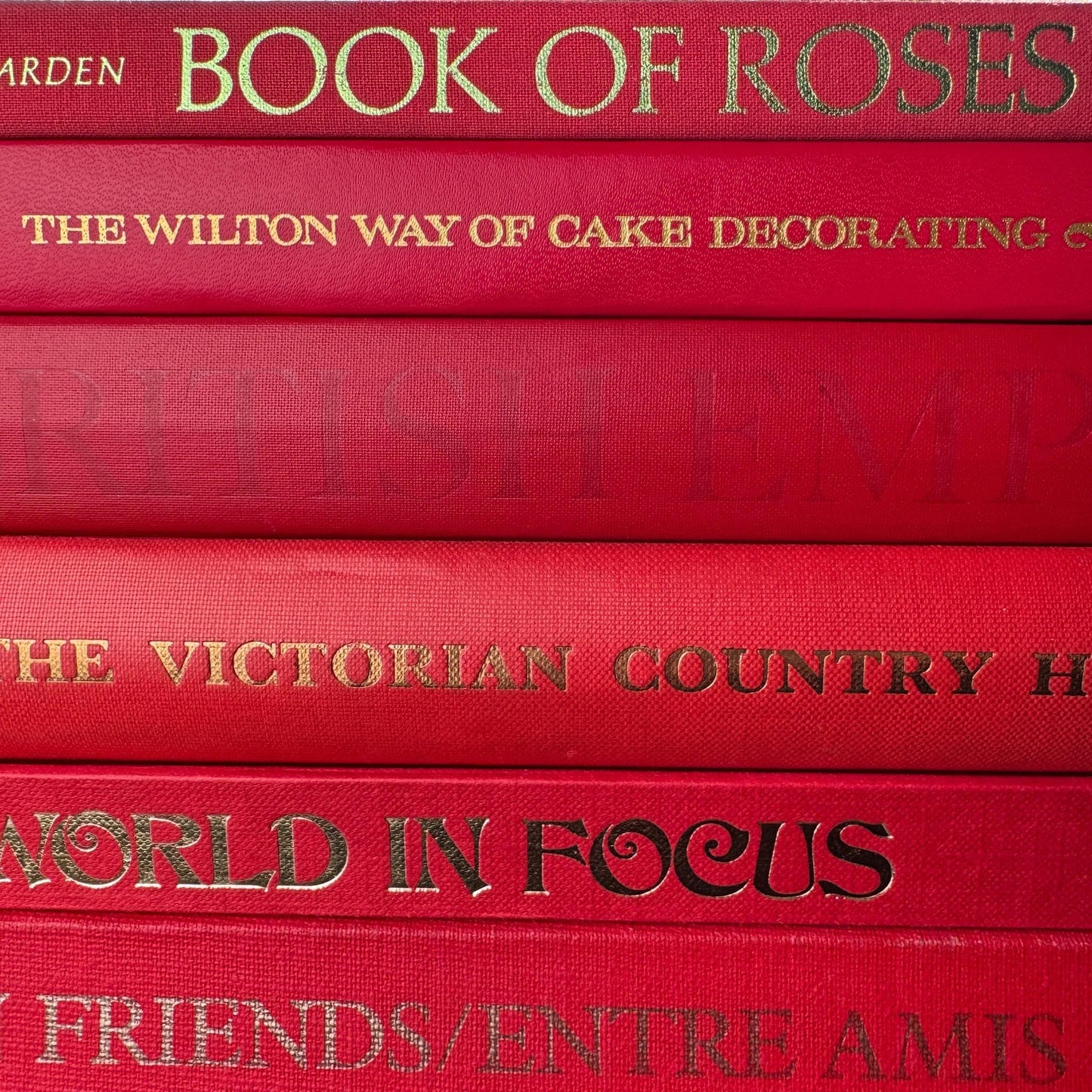Vintage Red and Gold Coffee Table Book Bundle - Pretty Old Books