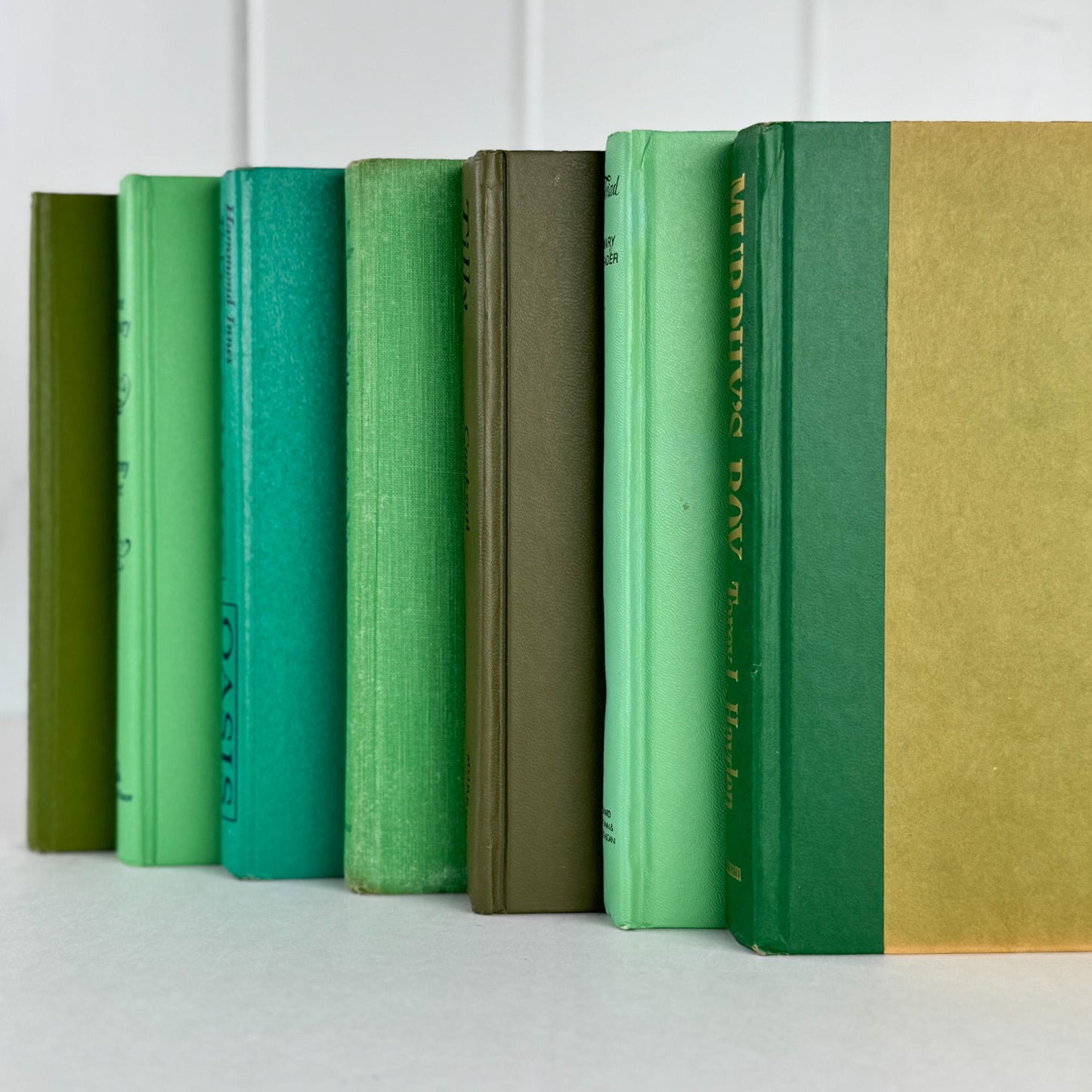 Vintage Retro Green Book Bundle in Lime, Avocado, Leaf Green for Shelf Styling - Pretty Old Books