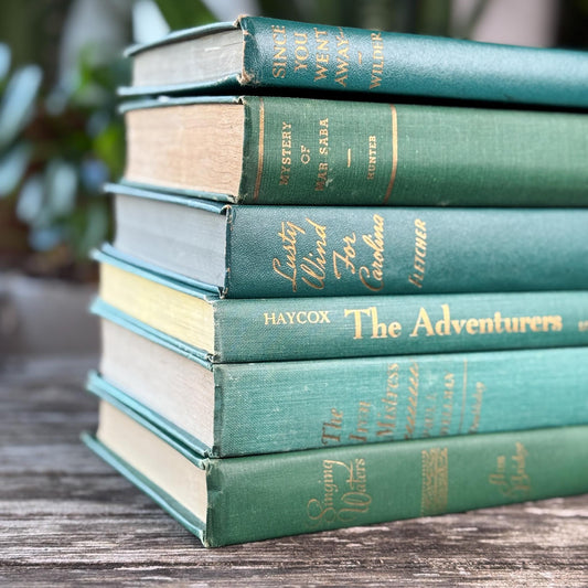 Vintage Rich Teal and Hunter Green Book Bundle, Books by Color - Pretty Old Books