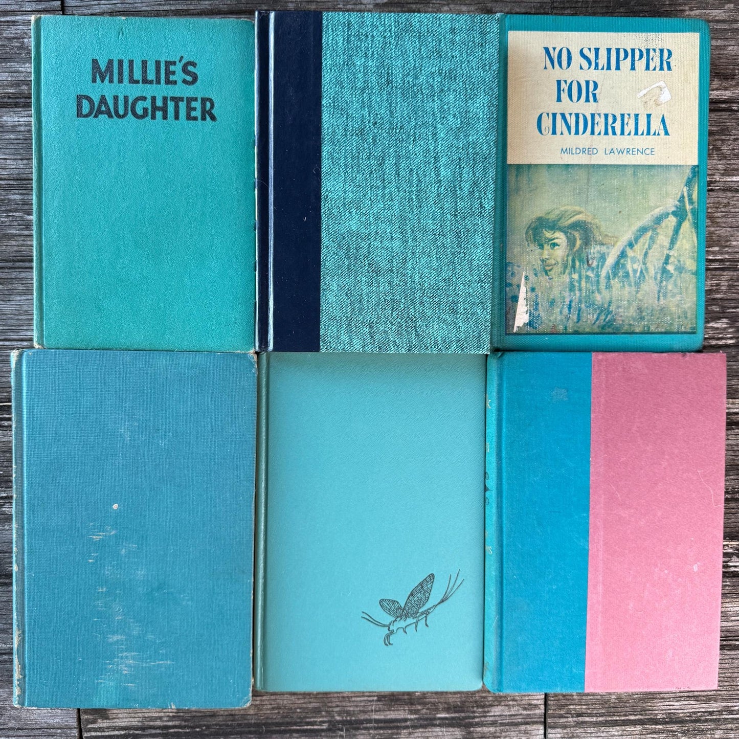 Vintage Teal Green and Navy Book Set for Decor - Pretty Old Books
