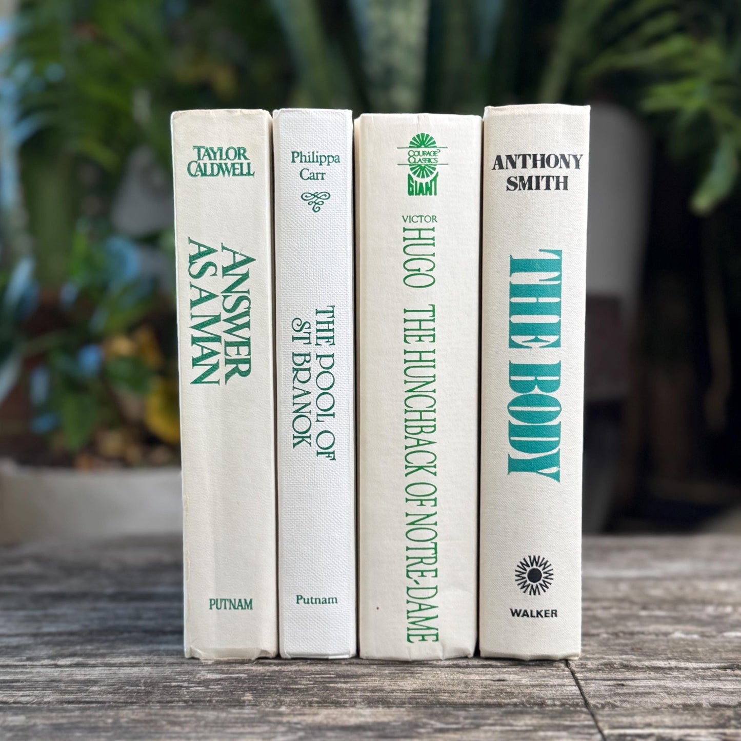 Vintage White Teal Book Set, Classic Literature Hardcovers - Pretty Old Books