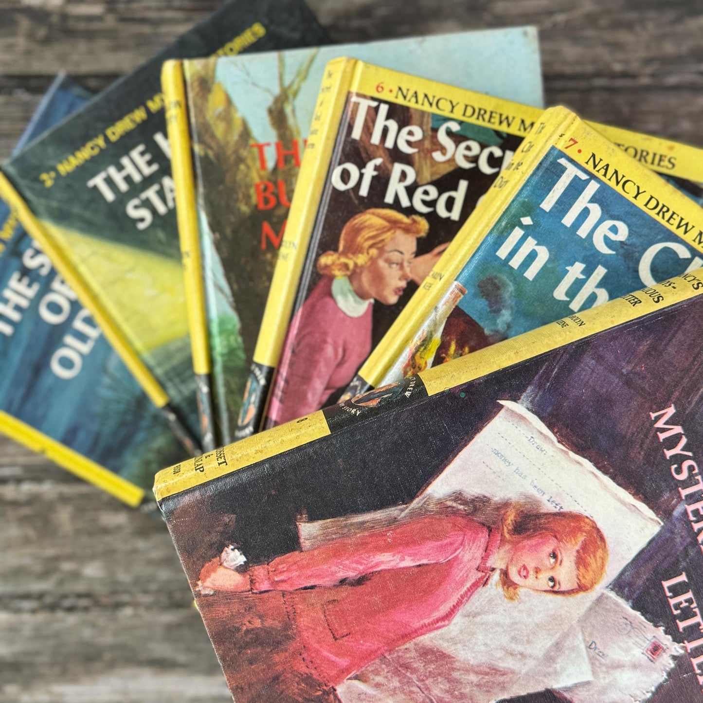 Vintage Yellow Nancy Drew Books, Classic Stories for Girl's Room Decor - Pretty Old Books