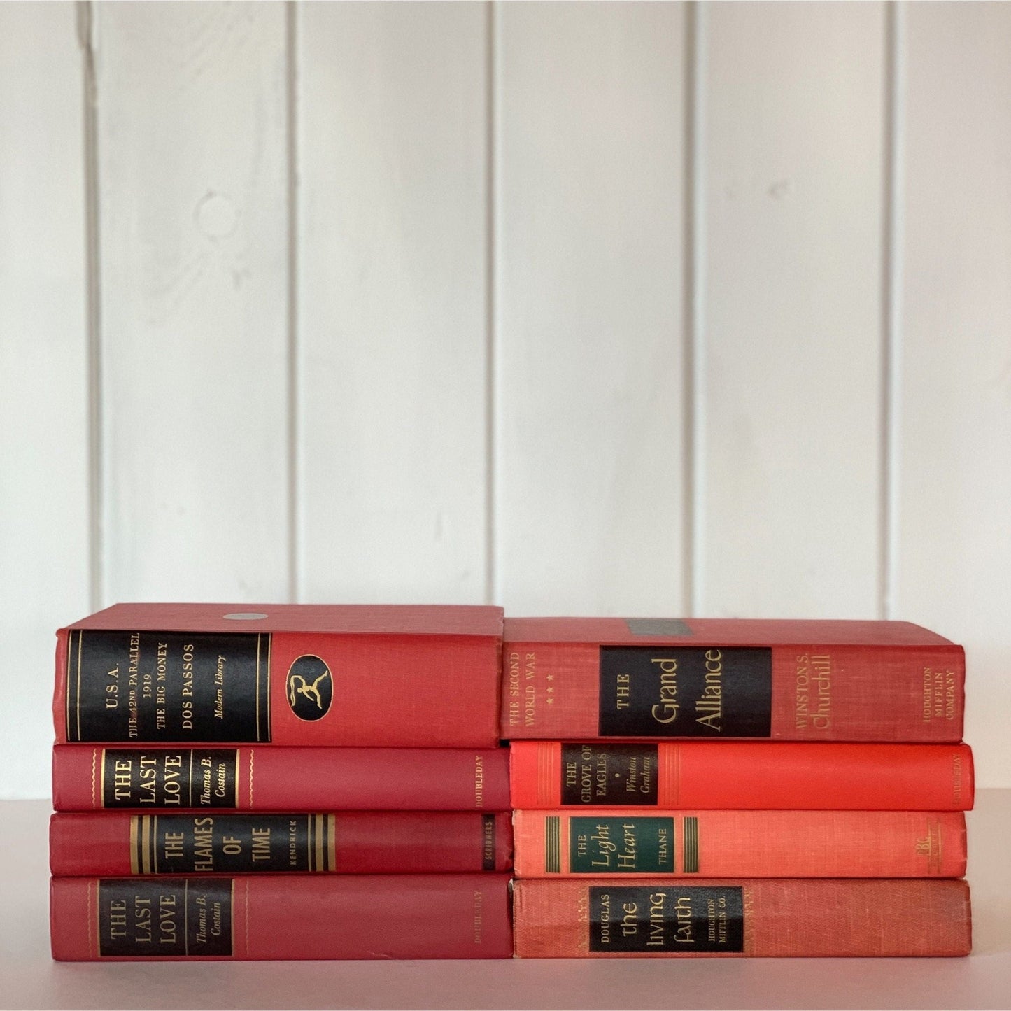 Bookshelf Decor, Red and Black Decorative Books for Display, Glam Bookshelf Decor - Pretty Old Books