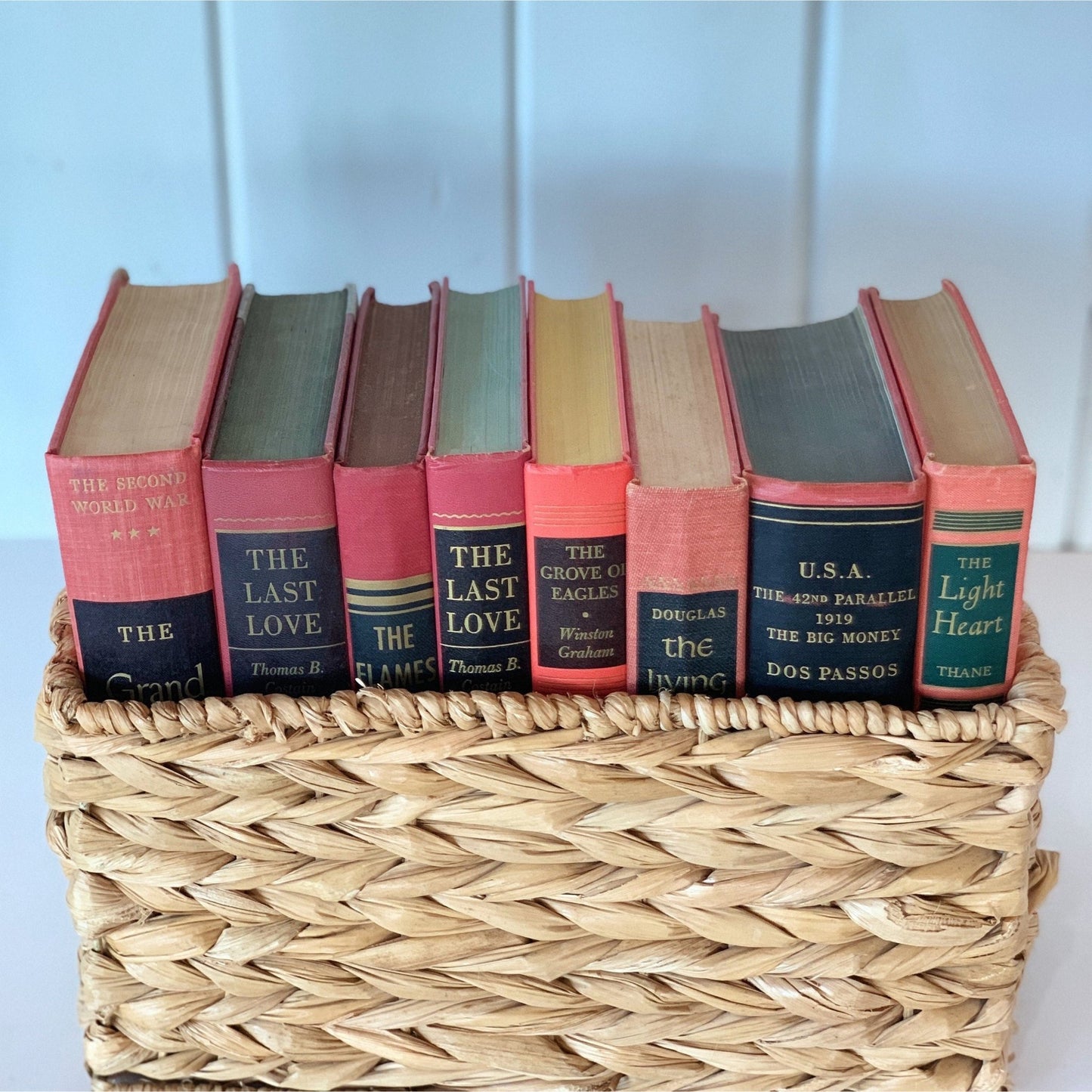 Bookshelf Decor, Red and Black Decorative Books for Display, Glam Bookshelf Decor - Pretty Old Books