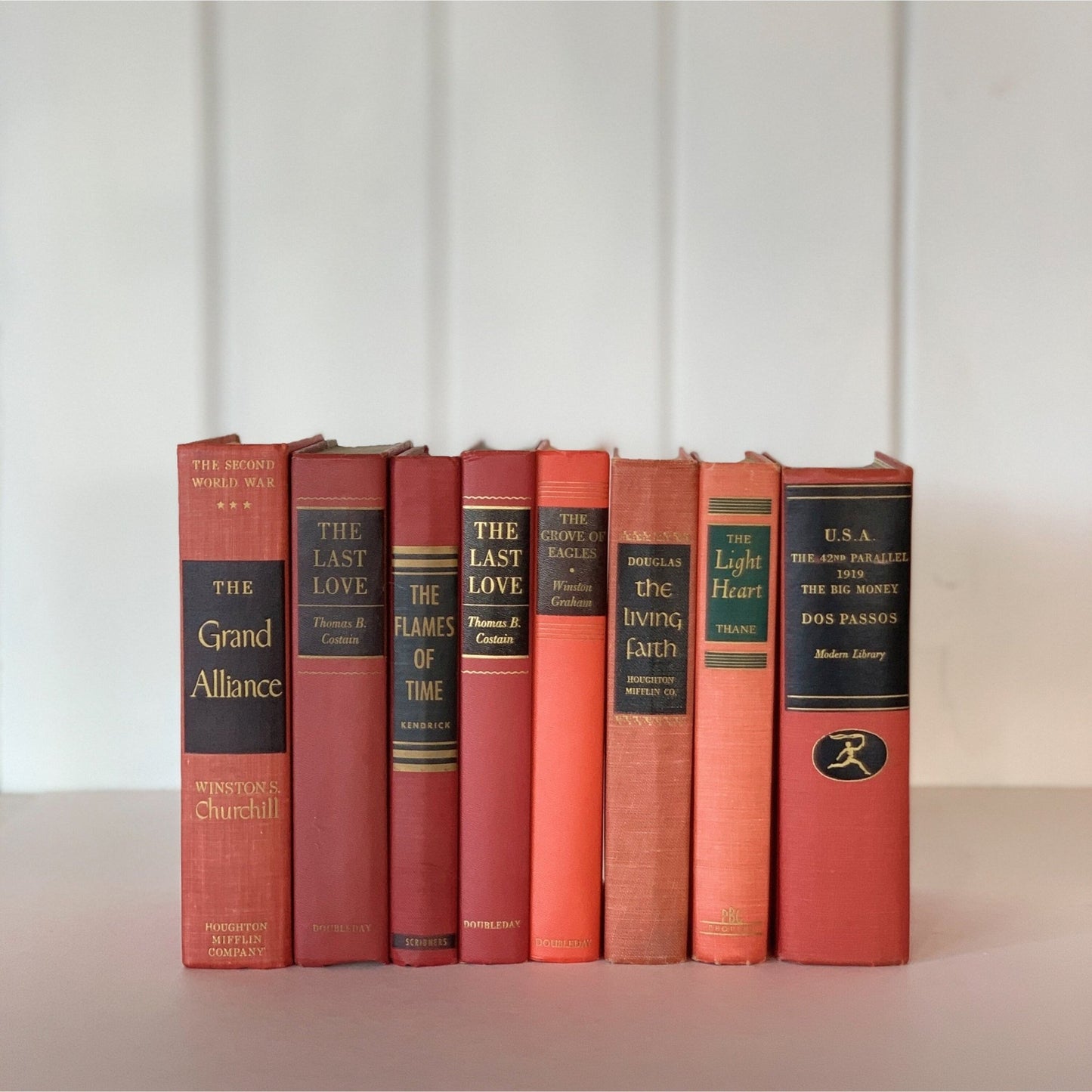 Bookshelf Decor, Red and Black Decorative Books for Display, Glam Bookshelf Decor - Pretty Old Books