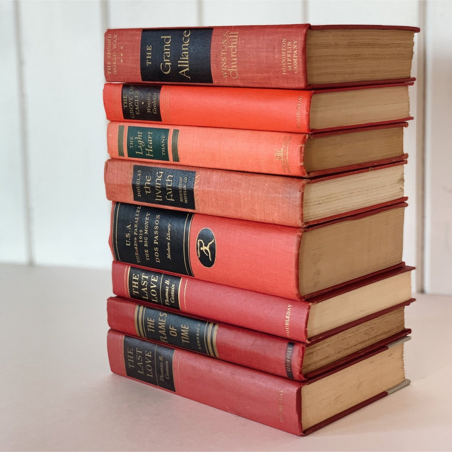 Bookshelf Decor, Red and Black Decorative Books for Display, Glam Bookshelf Decor - Pretty Old Books