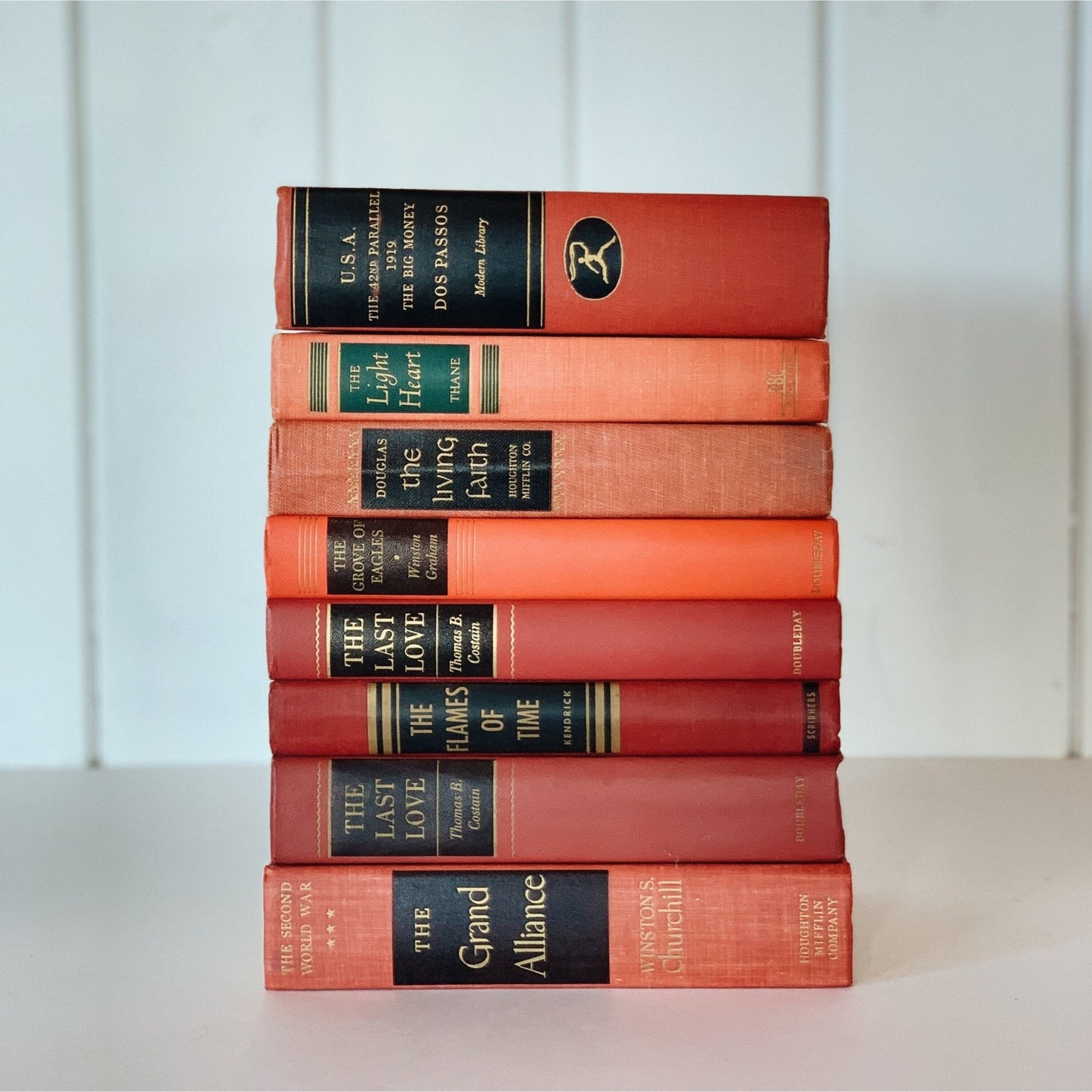 Bookshelf Decor, Red and Black Decorative Books for Display, Glam Bookshelf Decor - Pretty Old Books
