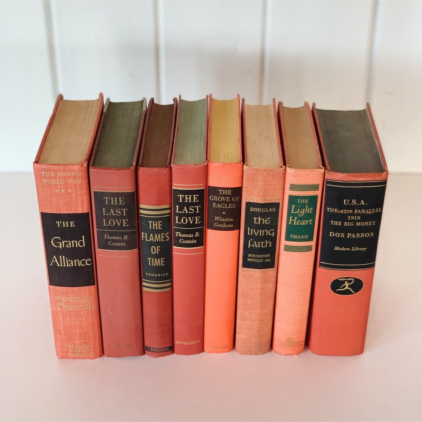 Bookshelf Decor, Red and Black Decorative Books for Display, Glam Bookshelf Decor - Pretty Old Books