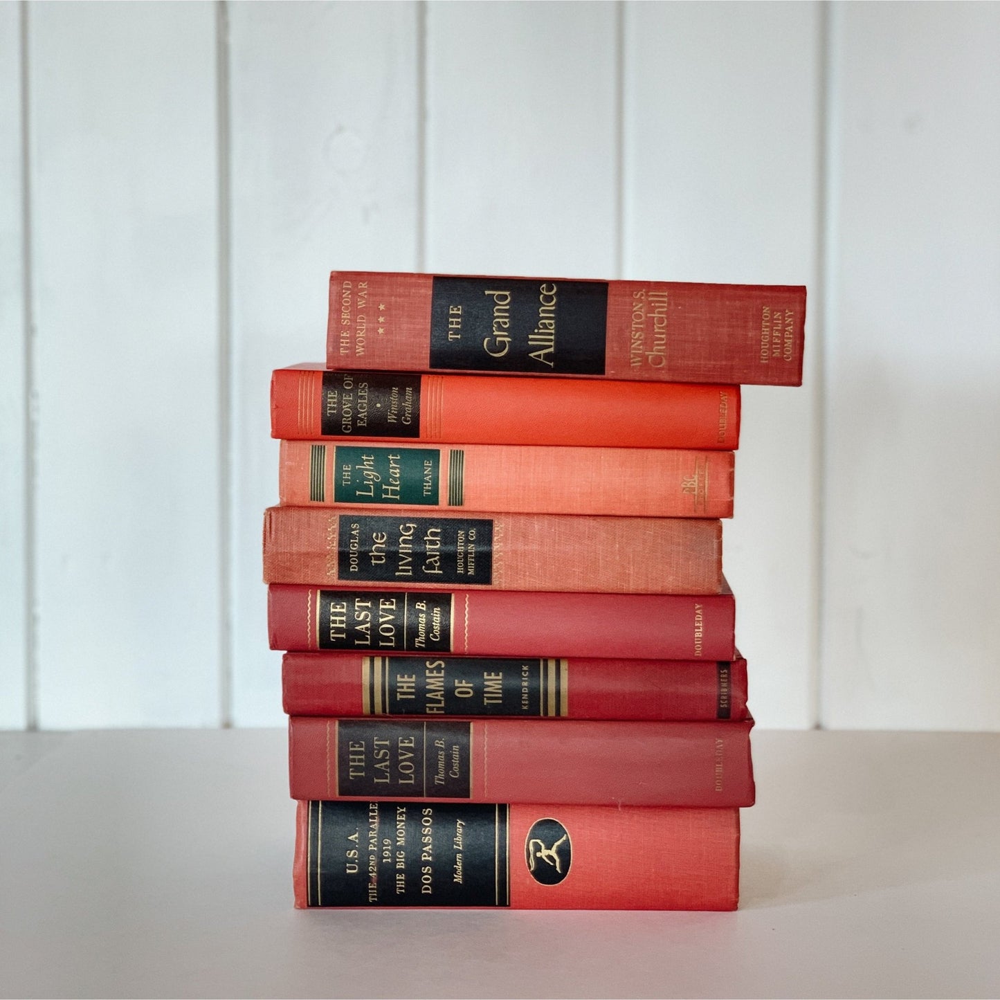 Bookshelf Decor, Red and Black Decorative Books for Display, Glam Bookshelf Decor - Pretty Old Books