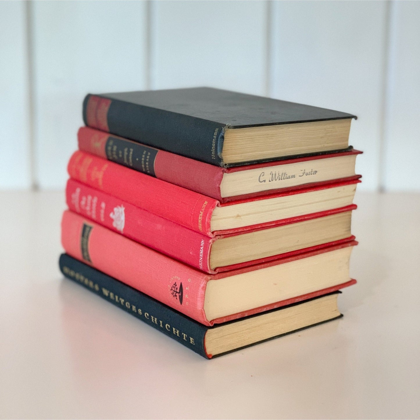 Bookshelf Decor, Small Red and Black Decorative Books for Display, Glam Bookshelf Decor - Pretty Old Books