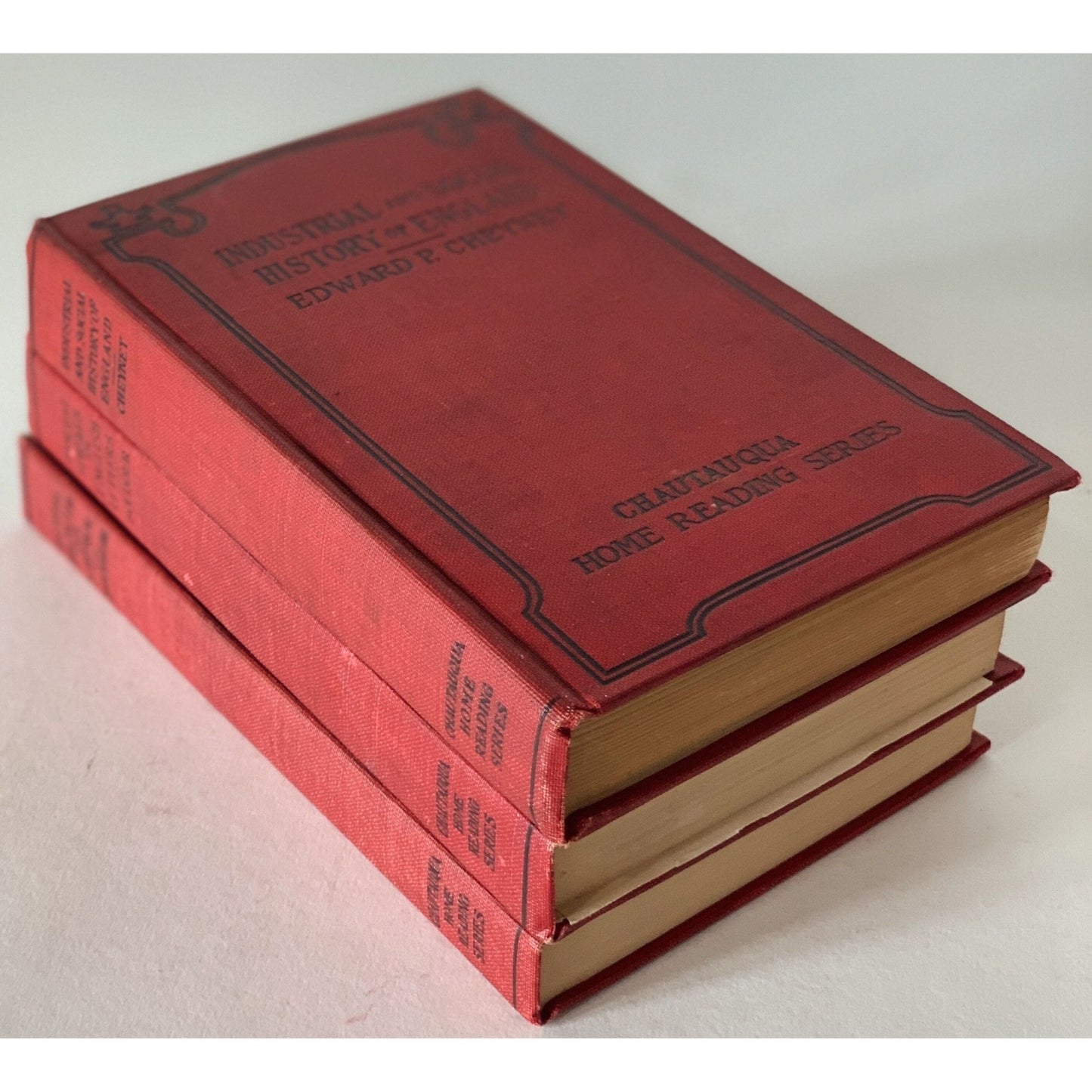 Chautaugua Home Reading Series Bundle, Small Red Decorative Book Set - Pretty Old Books