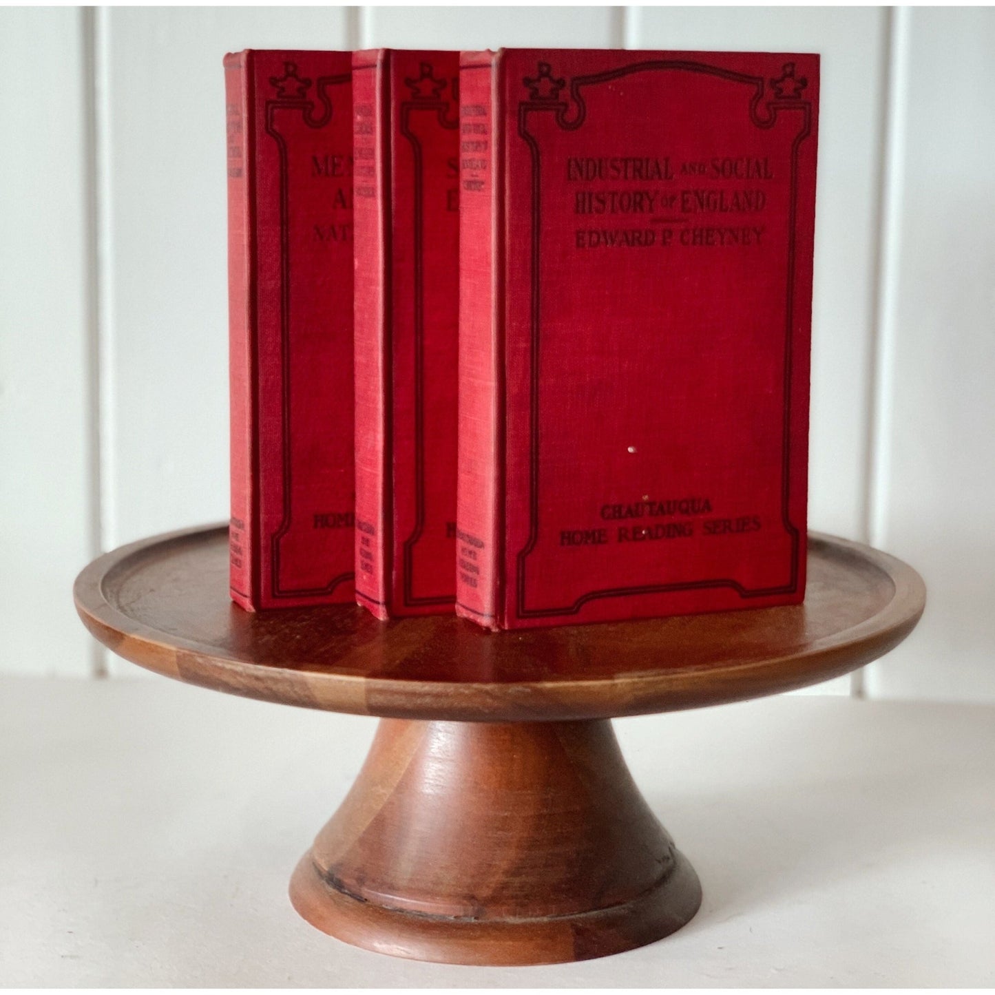 Chautaugua Home Reading Series Bundle, Small Red Decorative Book Set - Pretty Old Books