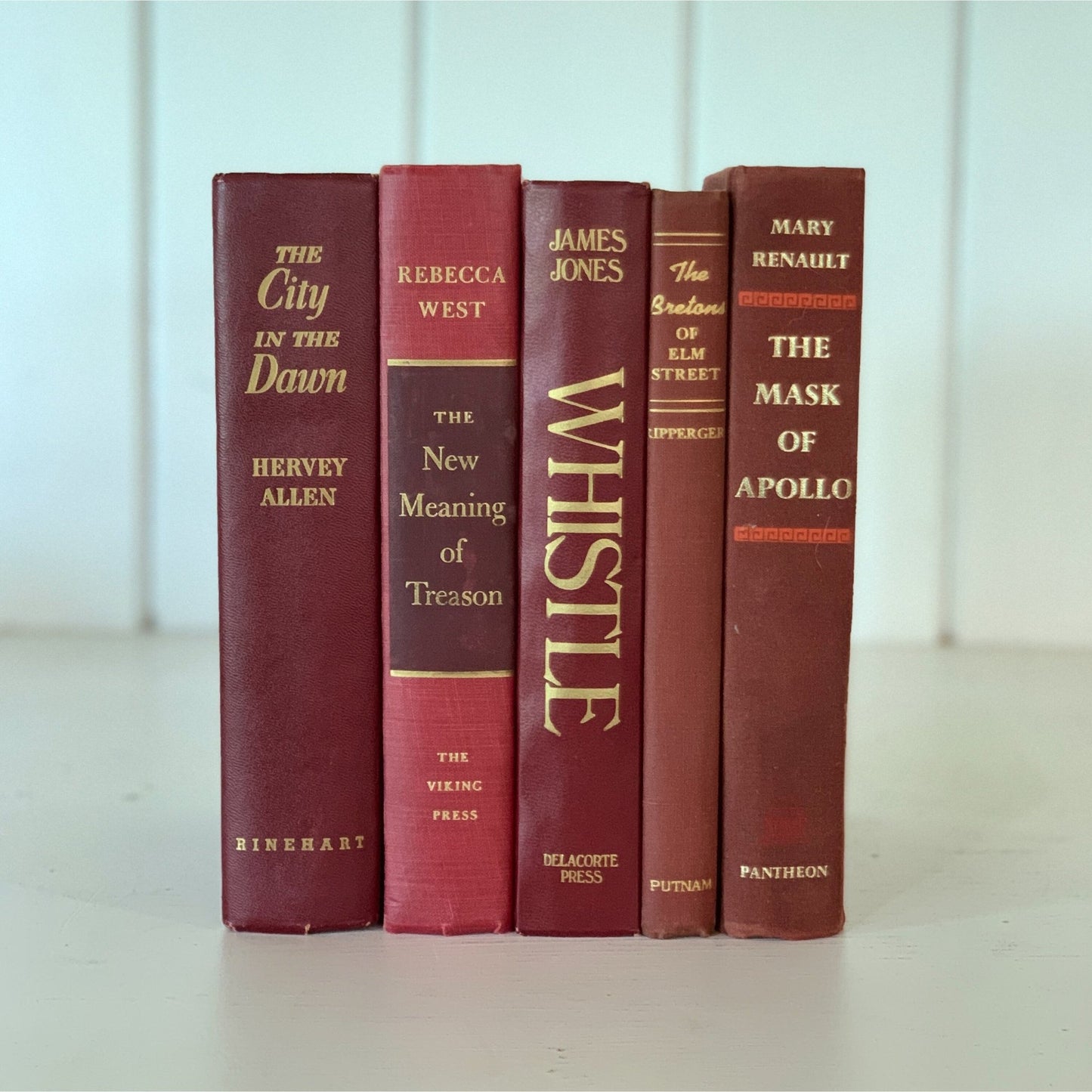 Dark Red Vintage Books, Instant Library, Decorative Books, Rainbow Bookshelf, Aesthetic Books - Pretty Old Books