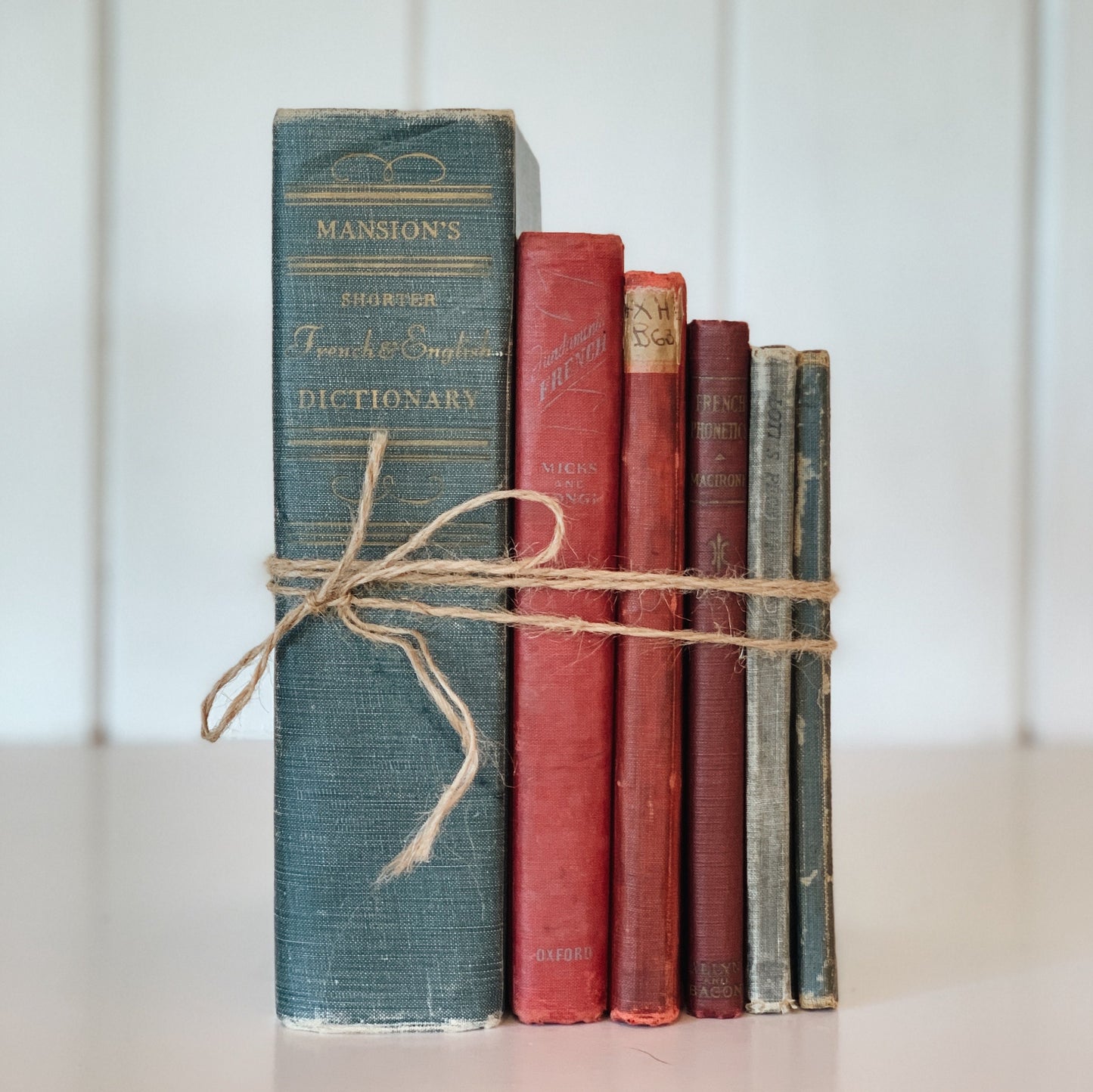 Vintage French Books, Old Red and Blue Books, French Language Book Bundle