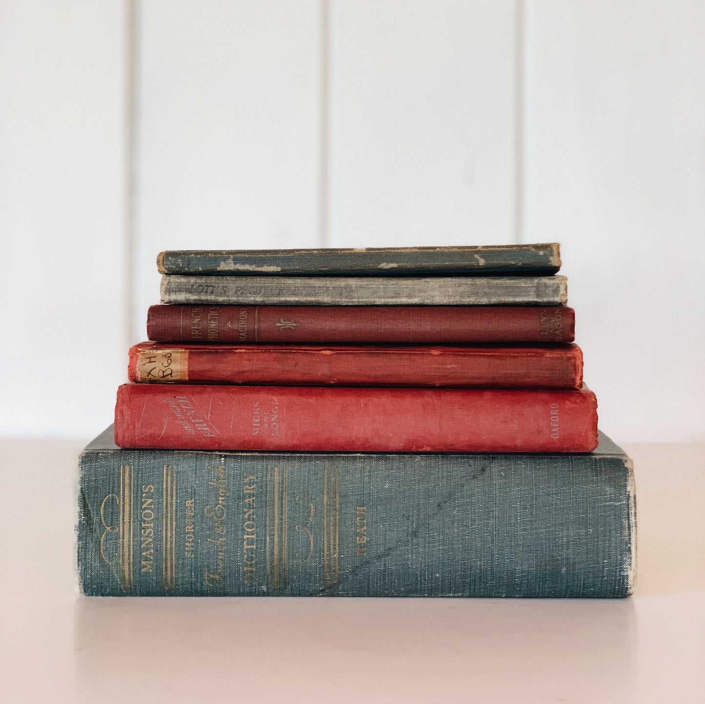 Vintage French Books, Old Red and Blue Books, French Language Book Bundle