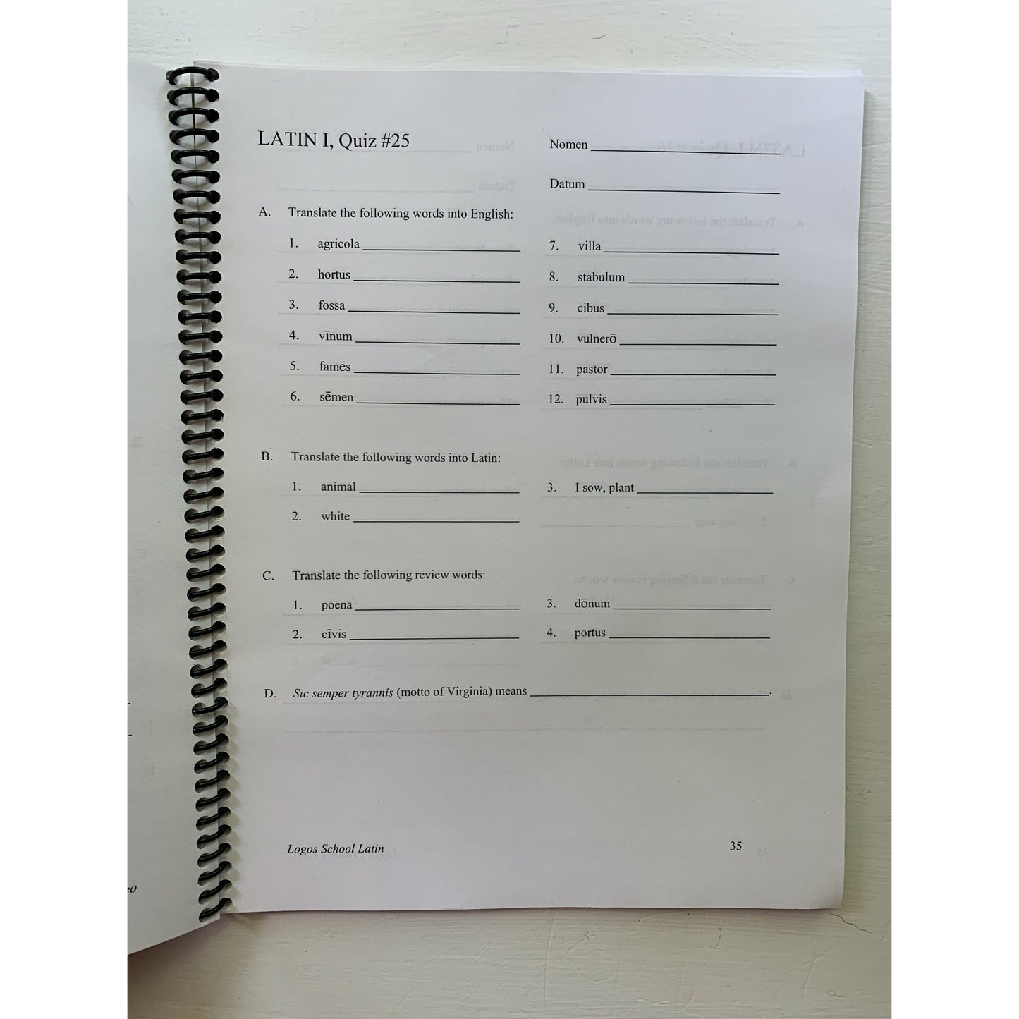 Latin Primer 1 Video Teacher's Packet, Julie Garfield