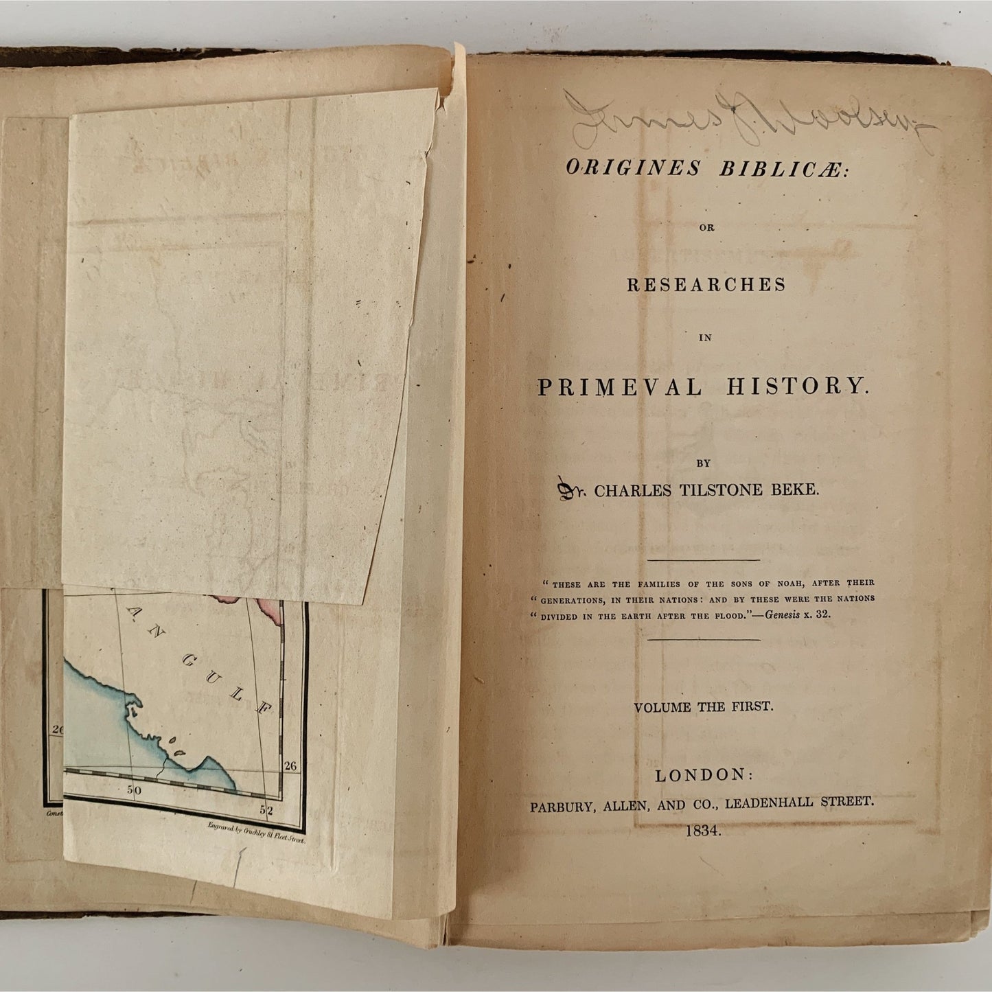Origines Biblicae or Researches in Primeval History by Charles Tilstone Beke, 1834, RARE - Pretty Old Books