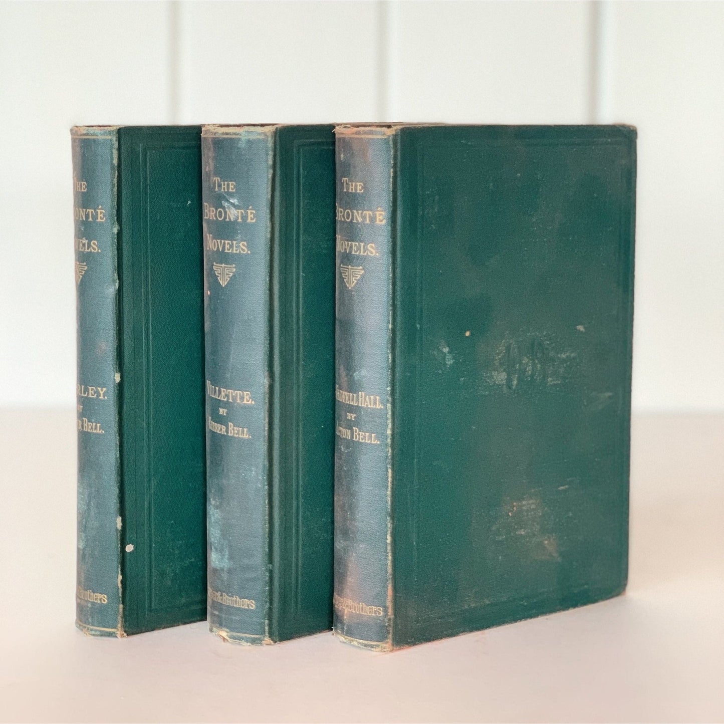 The Bronte Novels, Harper & Brothers, 1870s, Antique Green Book Set - Pretty Old Books