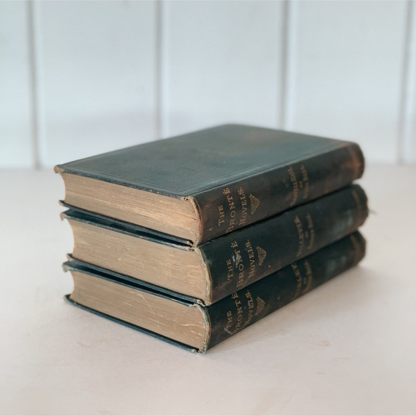 The Bronte Novels, Harper & Brothers, 1870s, Antique Green Book Set - Pretty Old Books