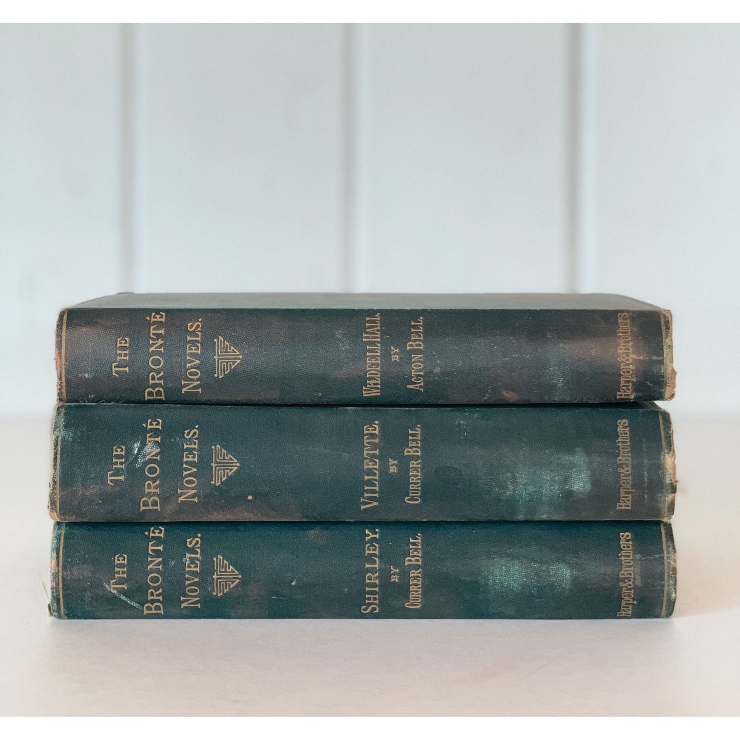 The Bronte Novels, Harper & Brothers, 1870s, Antique Green Book Set - Pretty Old Books