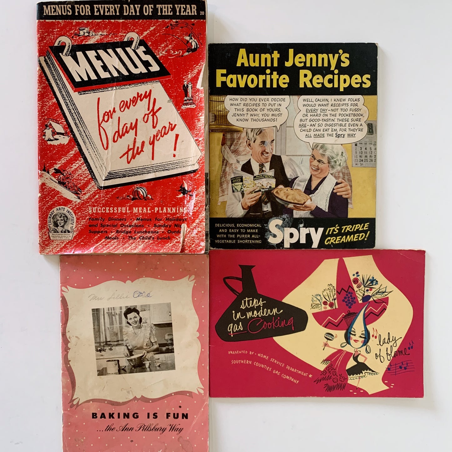 Set of 1940s Mid Century Cookbooks, Vintage Paperback Recipe Book Collection