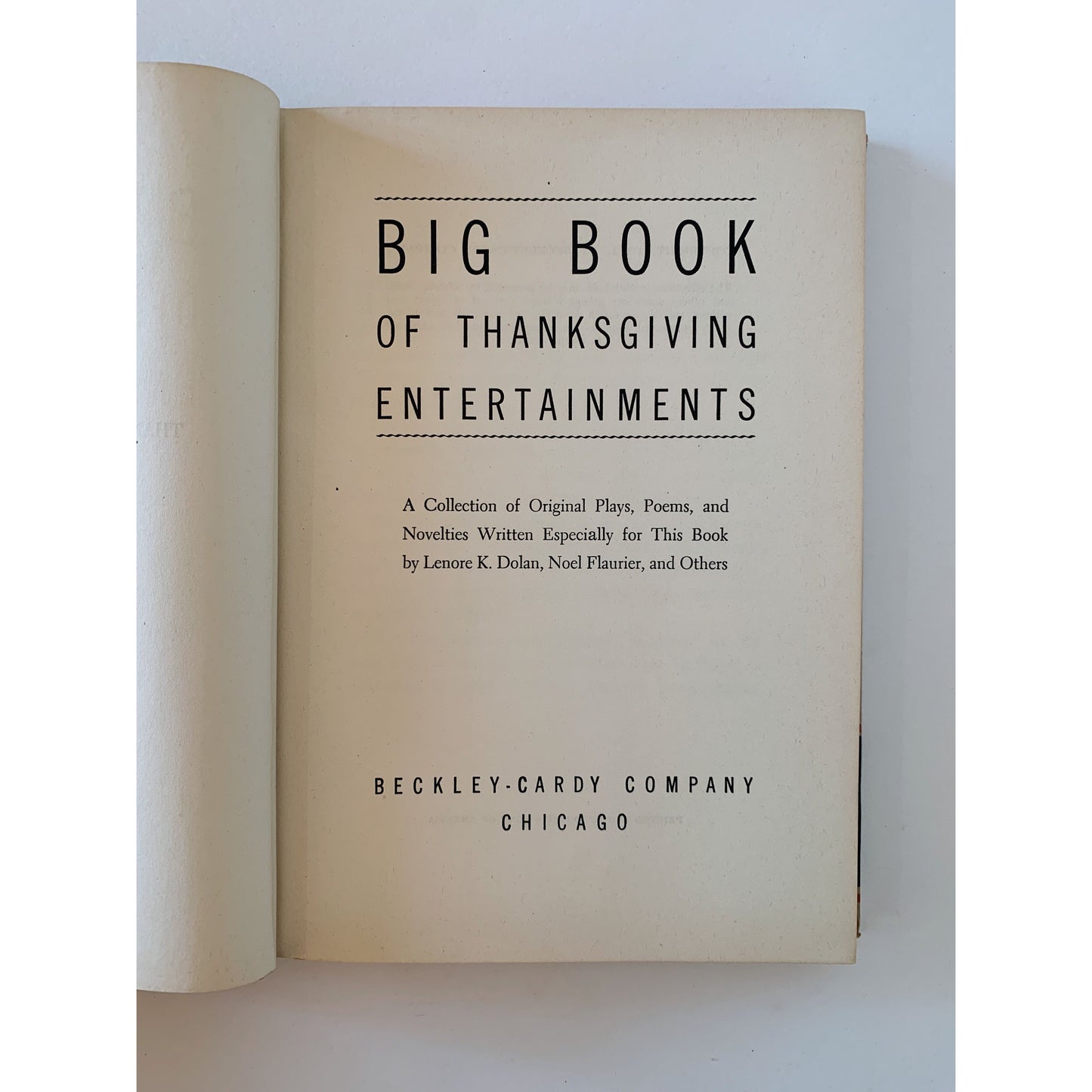 Big Book of Thanksgiving Entertainments, 1941, For School Setting