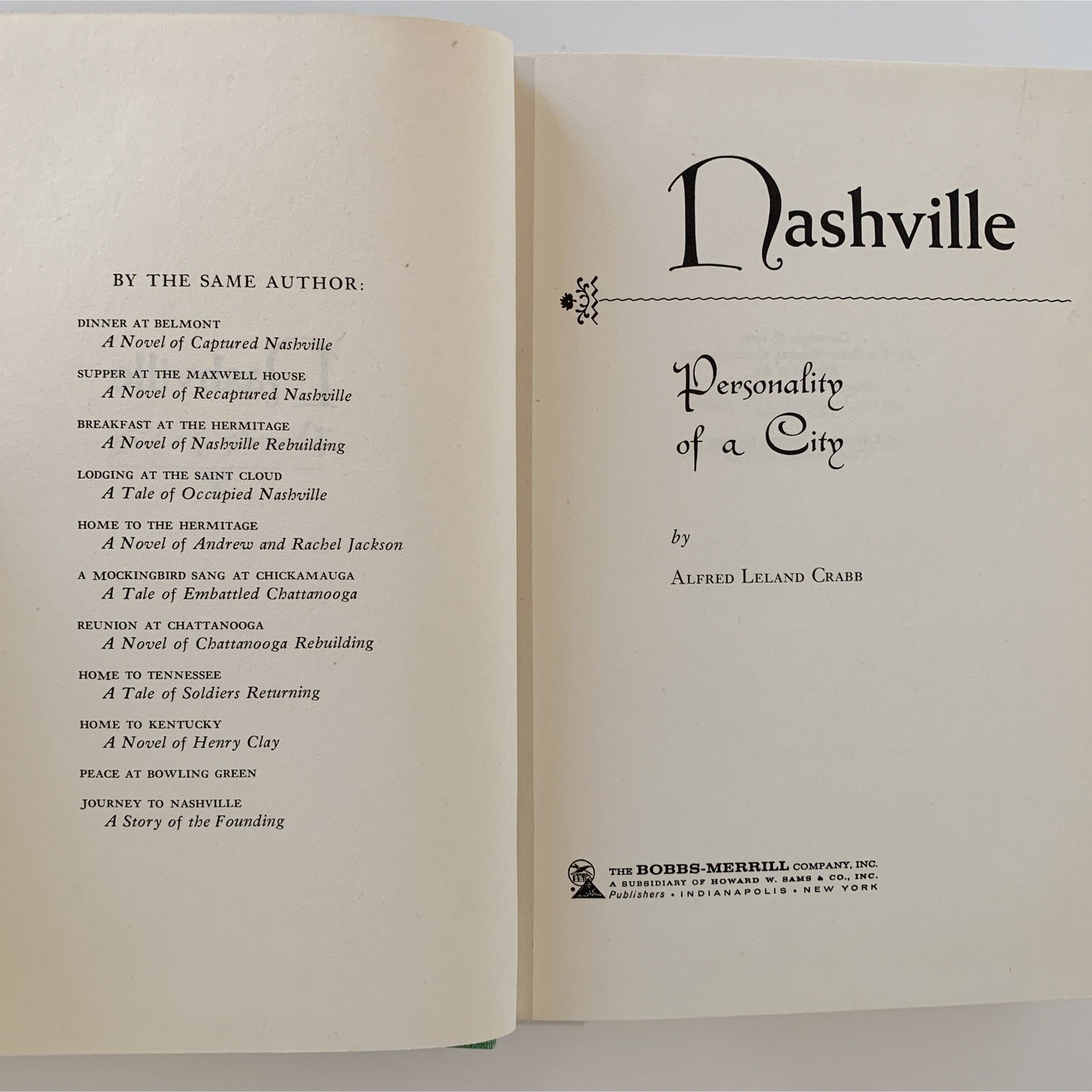 Nashville Personality of a City, First Edition 1960 Hardcover