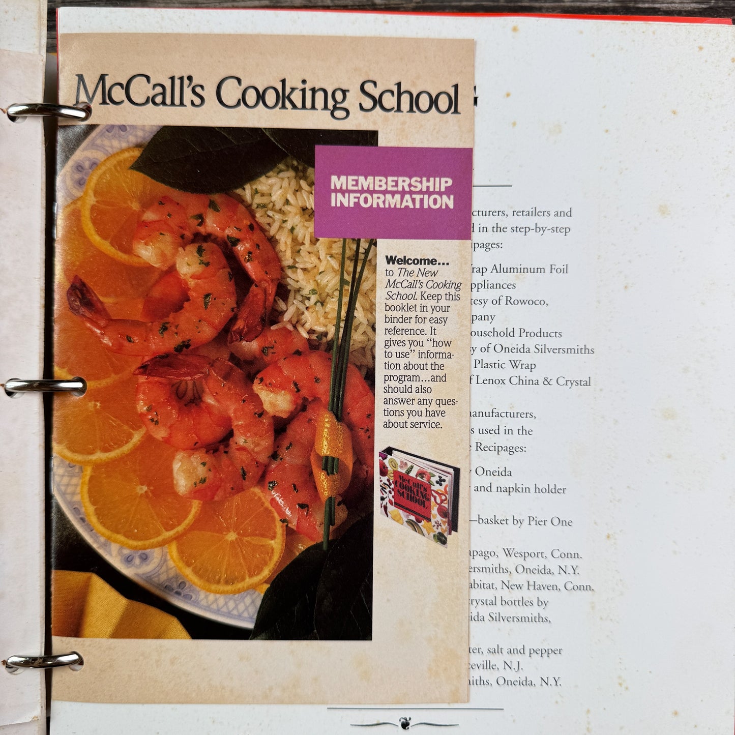 McCall’s Cooking School, Large Binder Book, 1992