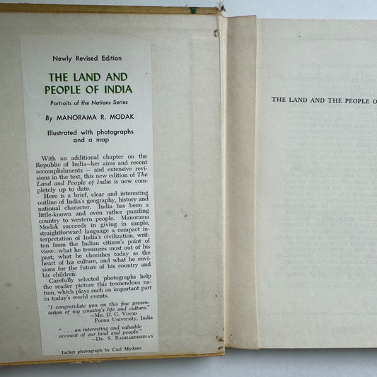 The Land and the People of India, 1960 Hardcover